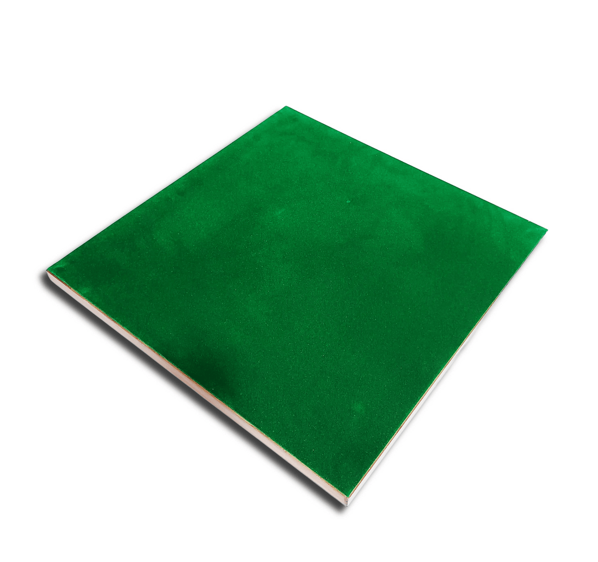 Green velvet underside of a luxury wooden chess board for protection and a sophisticated look.