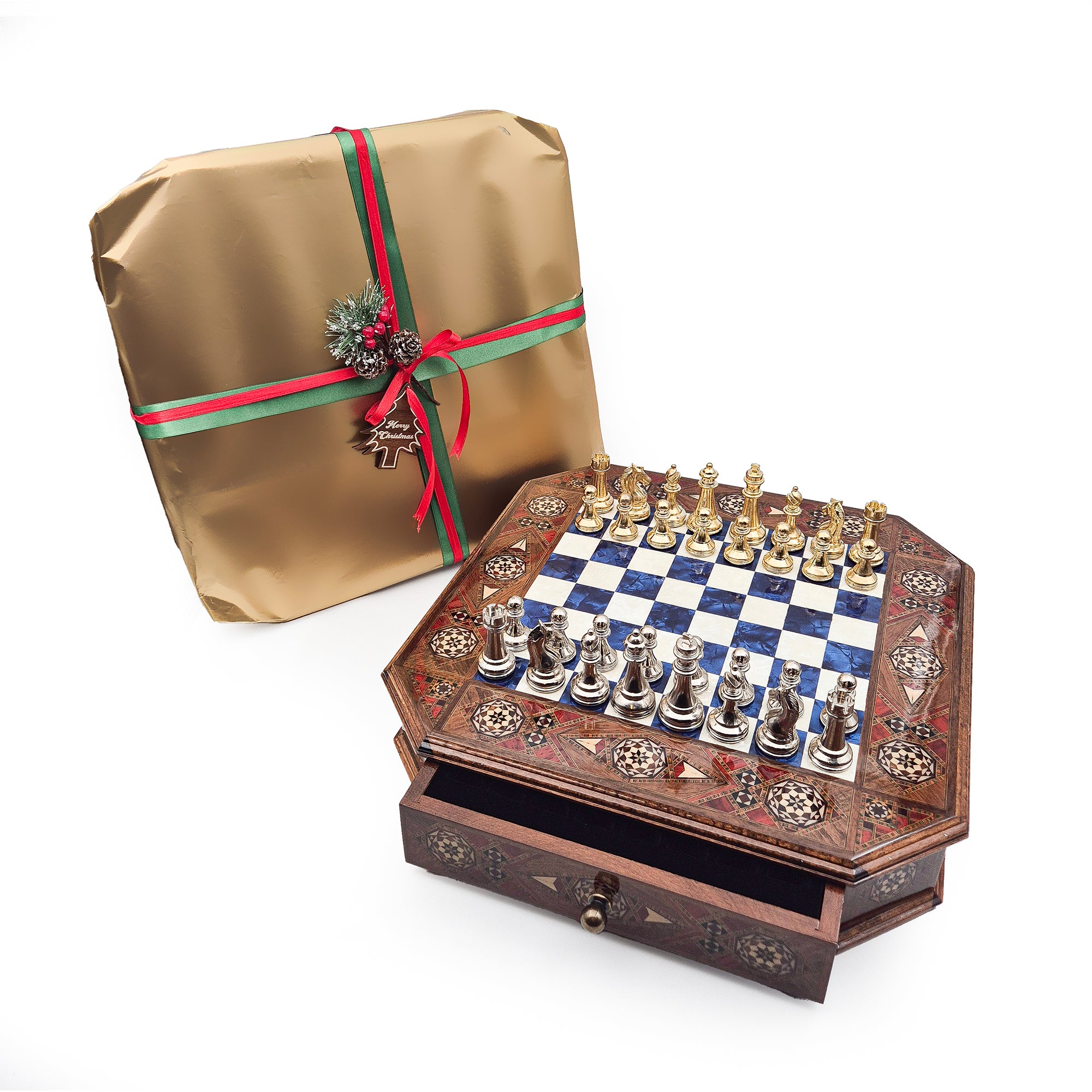 Limited Edition Luxury Octagon Chess Set - Walnut and Rosewood My Chess Sets