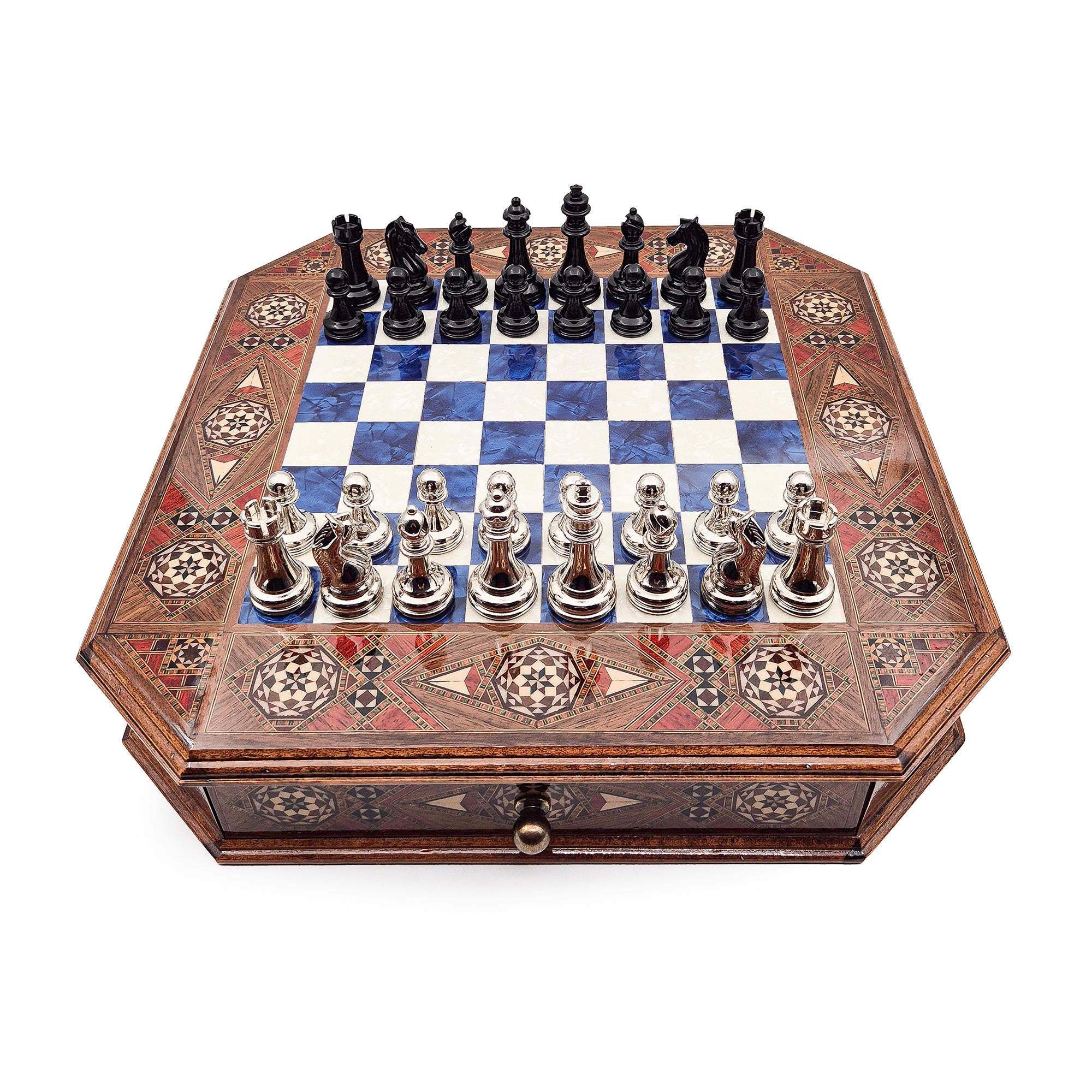 Octagon Chess Set - Walnut and Rosewood My Chess Sets