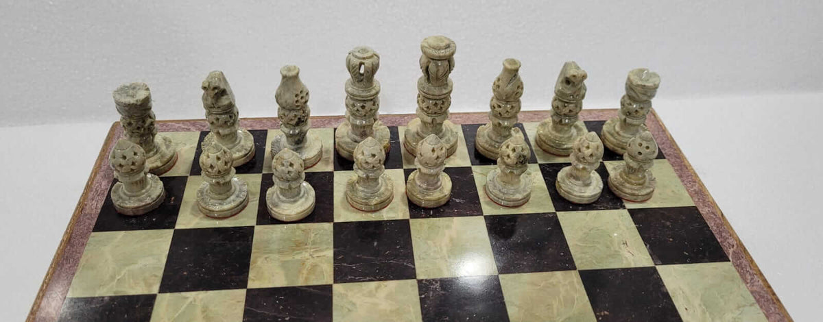 Antique Indian Style Marble Chess Set Box - My Chess Sets