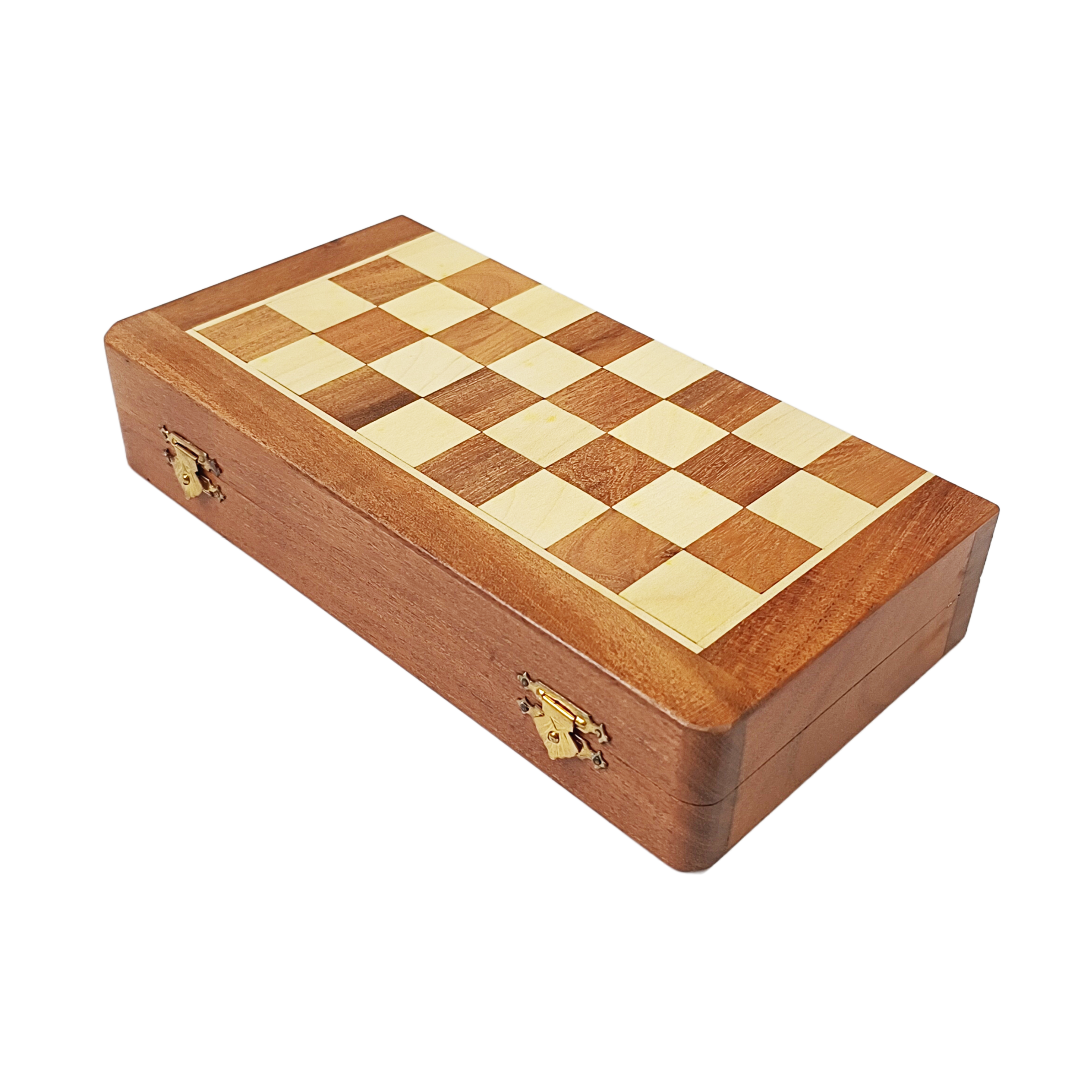 Magnetic Travel Chess Set - 10" & 12" Folding Board in Golden Rosewood & Maple - My Chess Sets