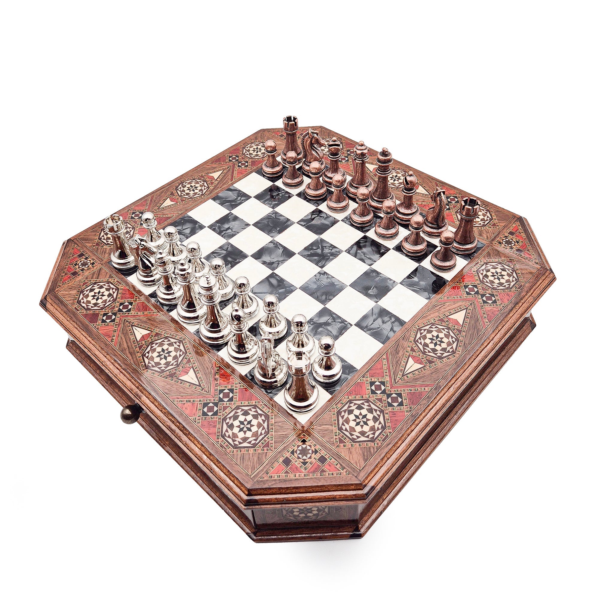 Octagon Chess Set - Walnut and Rosewood My Chess Sets