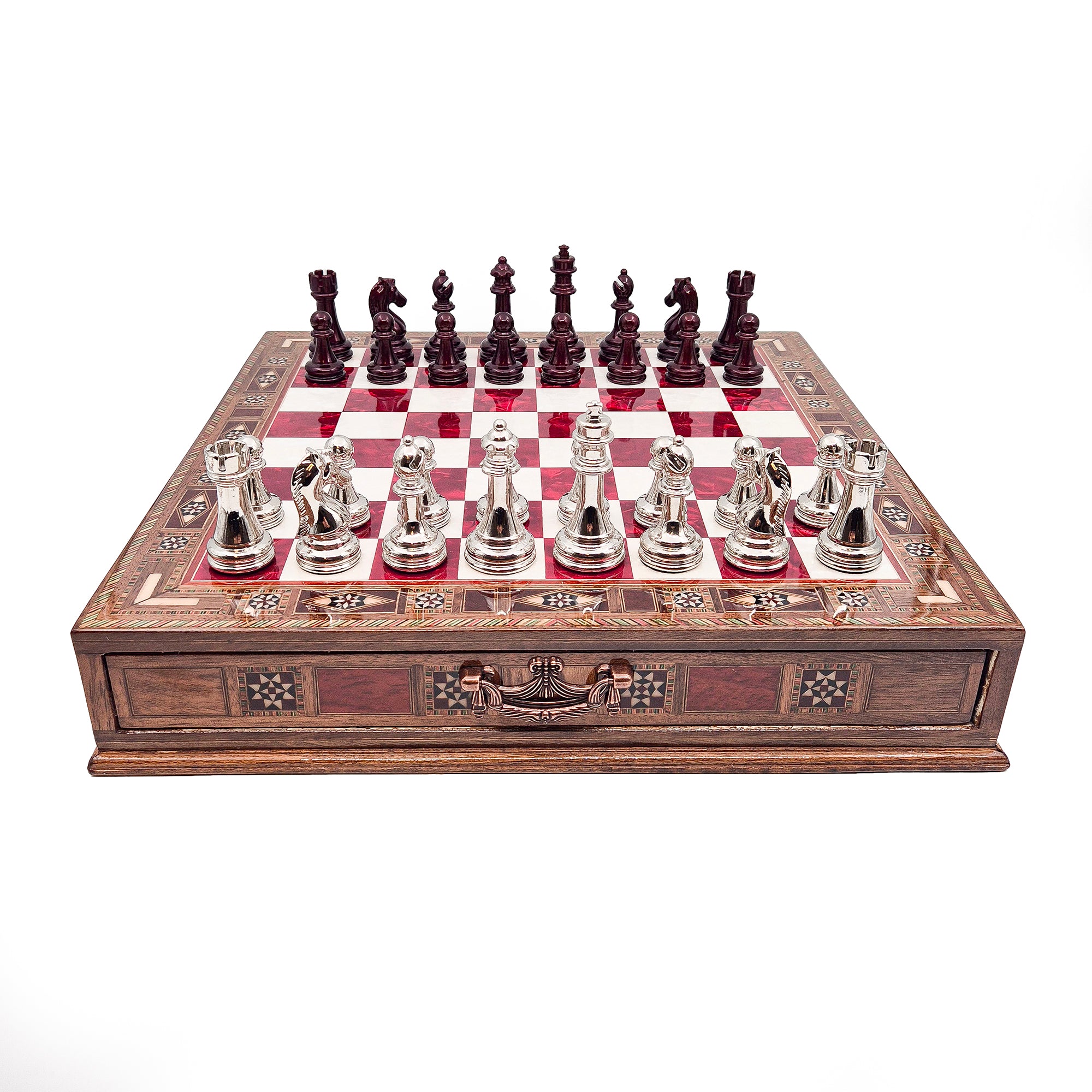 Handmade Luxury Chess Set With Storage - Platinum & Silver My Chess Sets