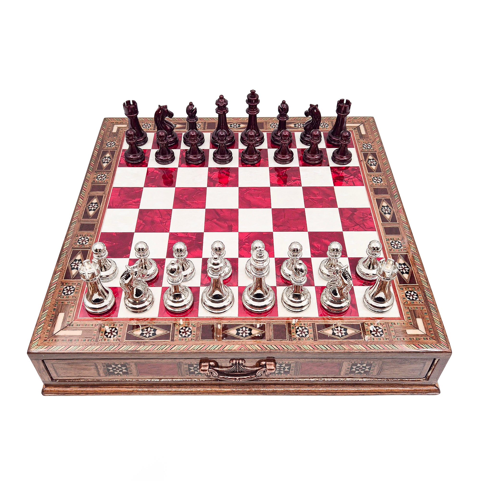 Handmade Luxury Chess Set With Storage - Platinum & Silver My Chess Sets