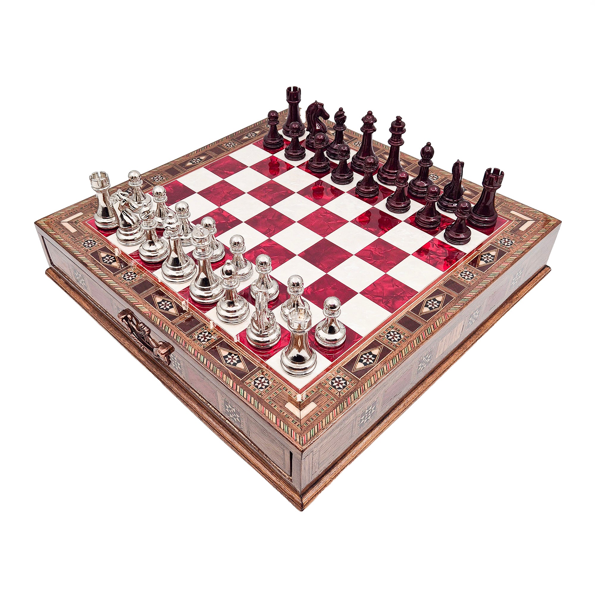 Handmade Luxury Chess Set With Storage - Platinum & Silver My Chess Sets