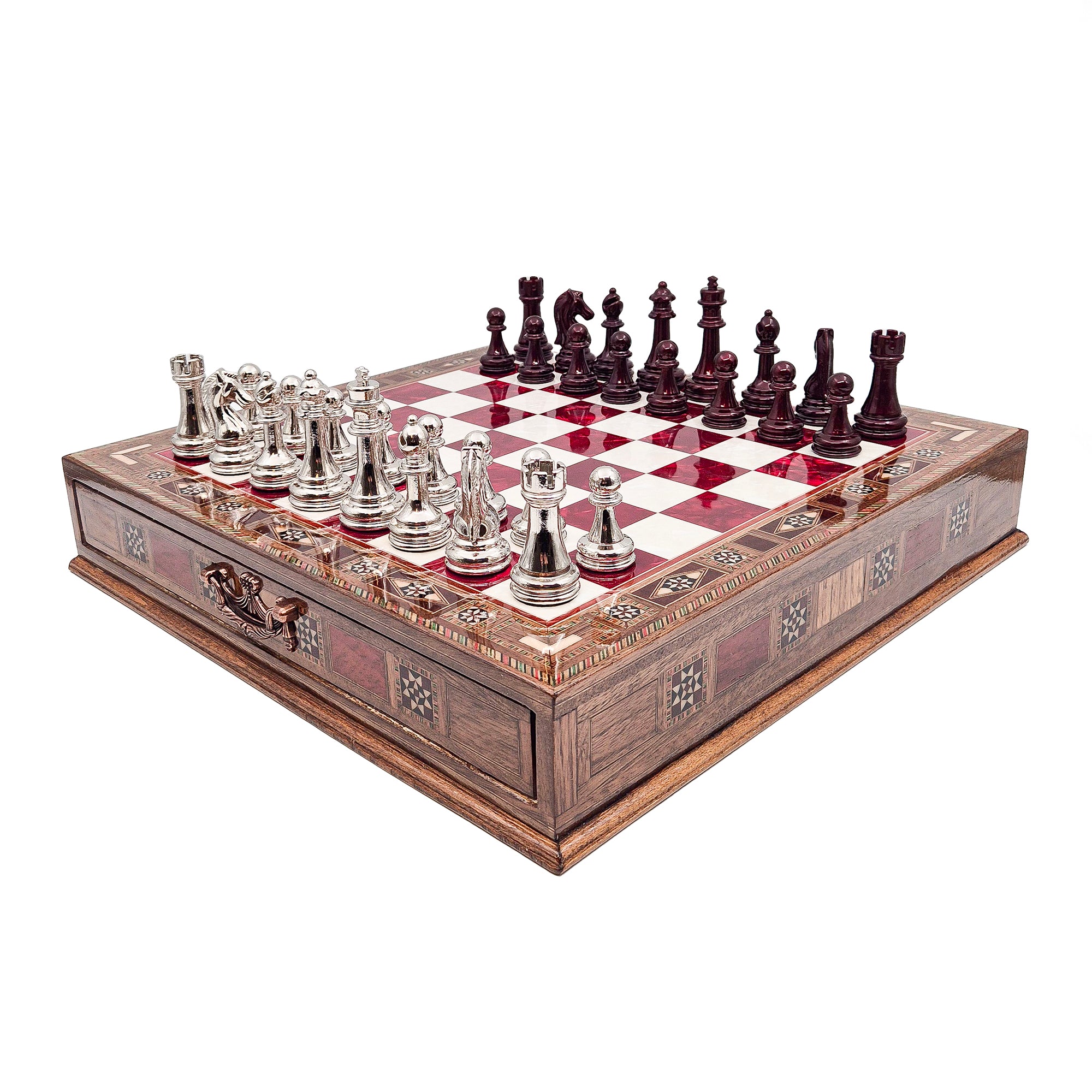 Handmade Luxury Chess Set With Storage - Platinum & Silver My Chess Sets