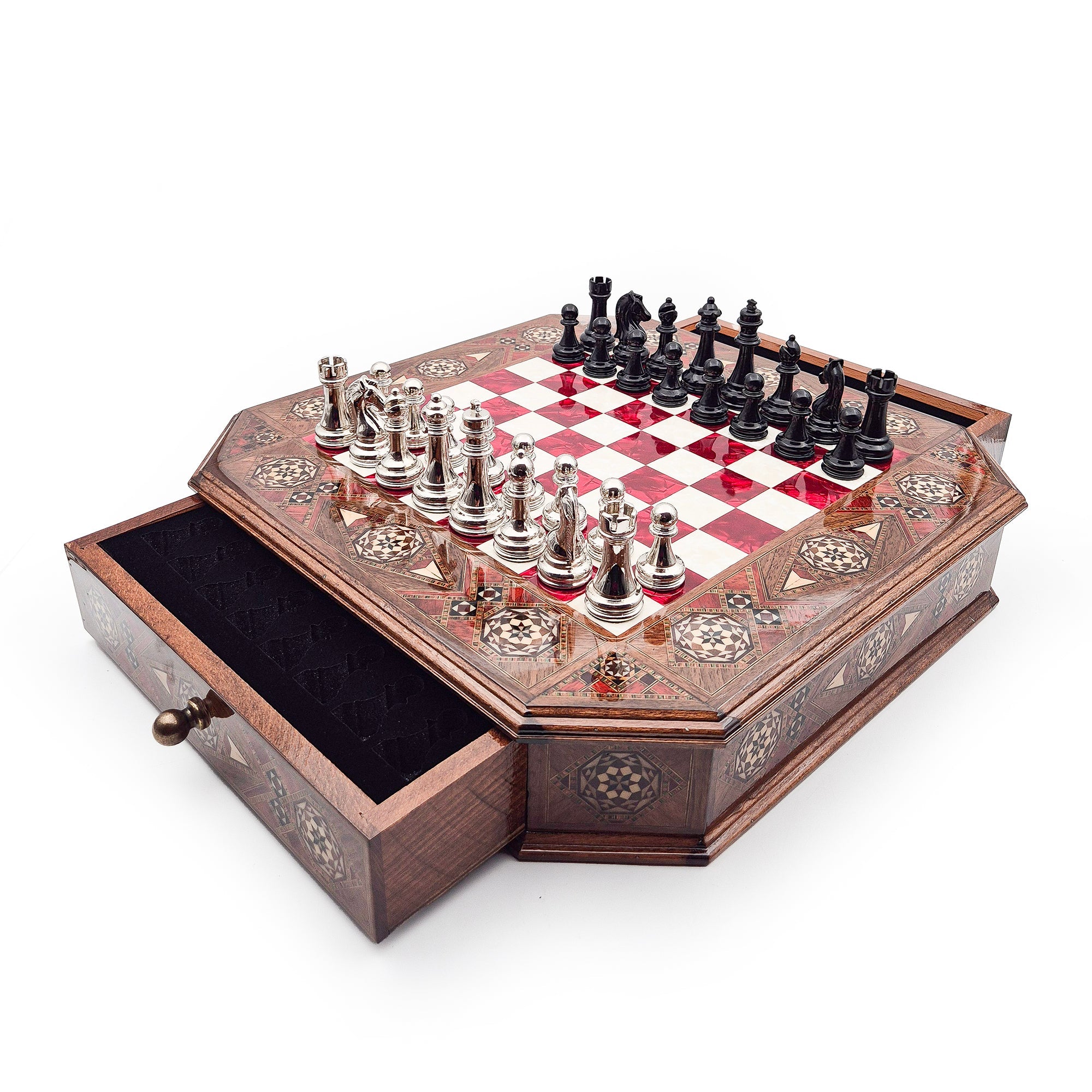 Octagon Chess Set - Walnut and Rosewood My Chess Sets