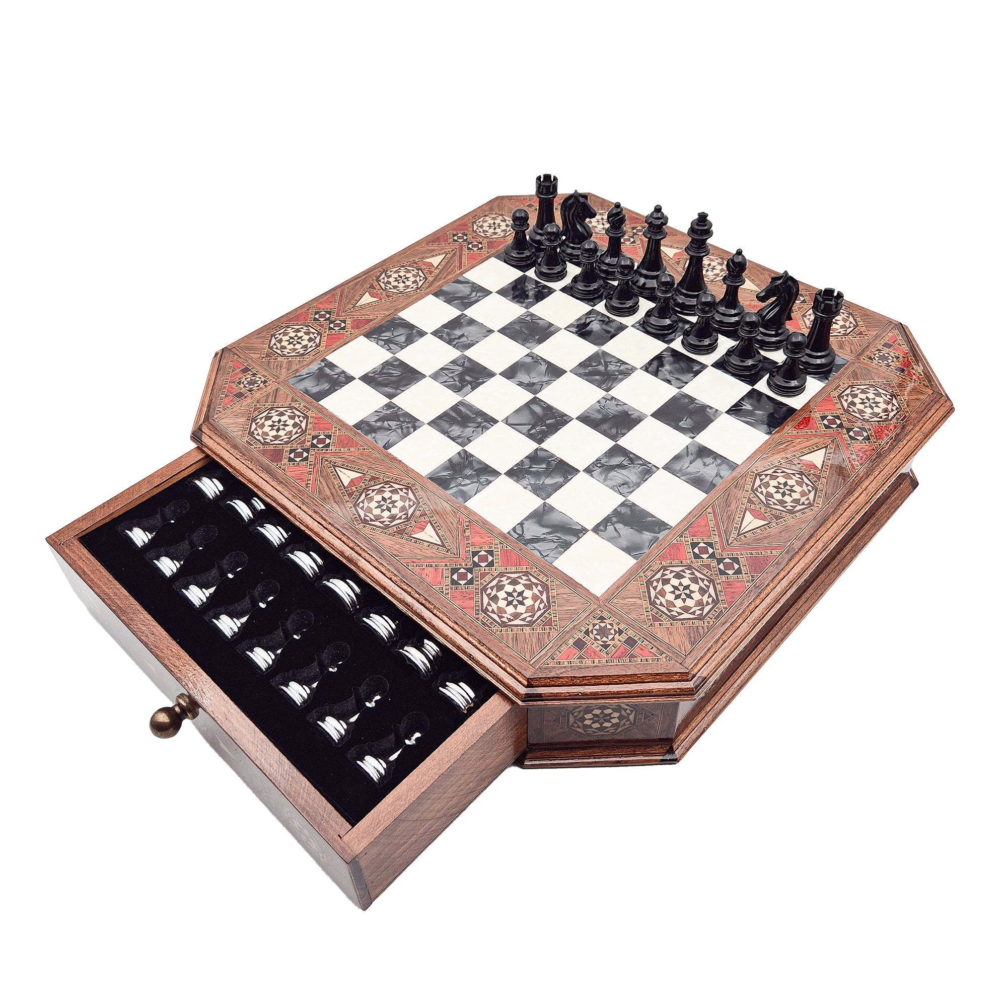 Octagon Chess Set - Walnut and Rosewood My Chess Sets