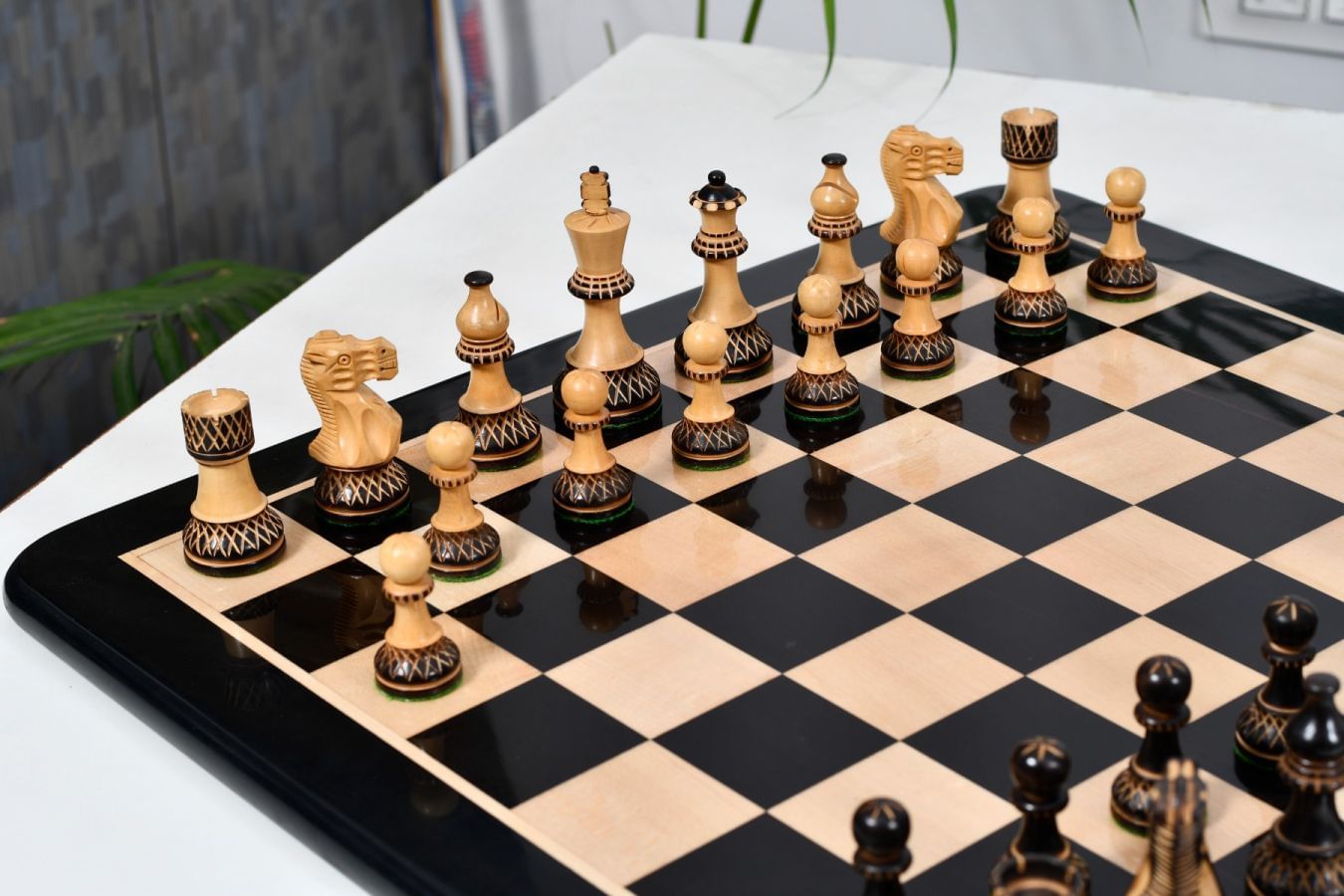 3.8” Burnt Blazed Series Staunton Chess Pieces My Chess Sets