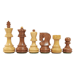 Set of wooden chess pieces on a white background