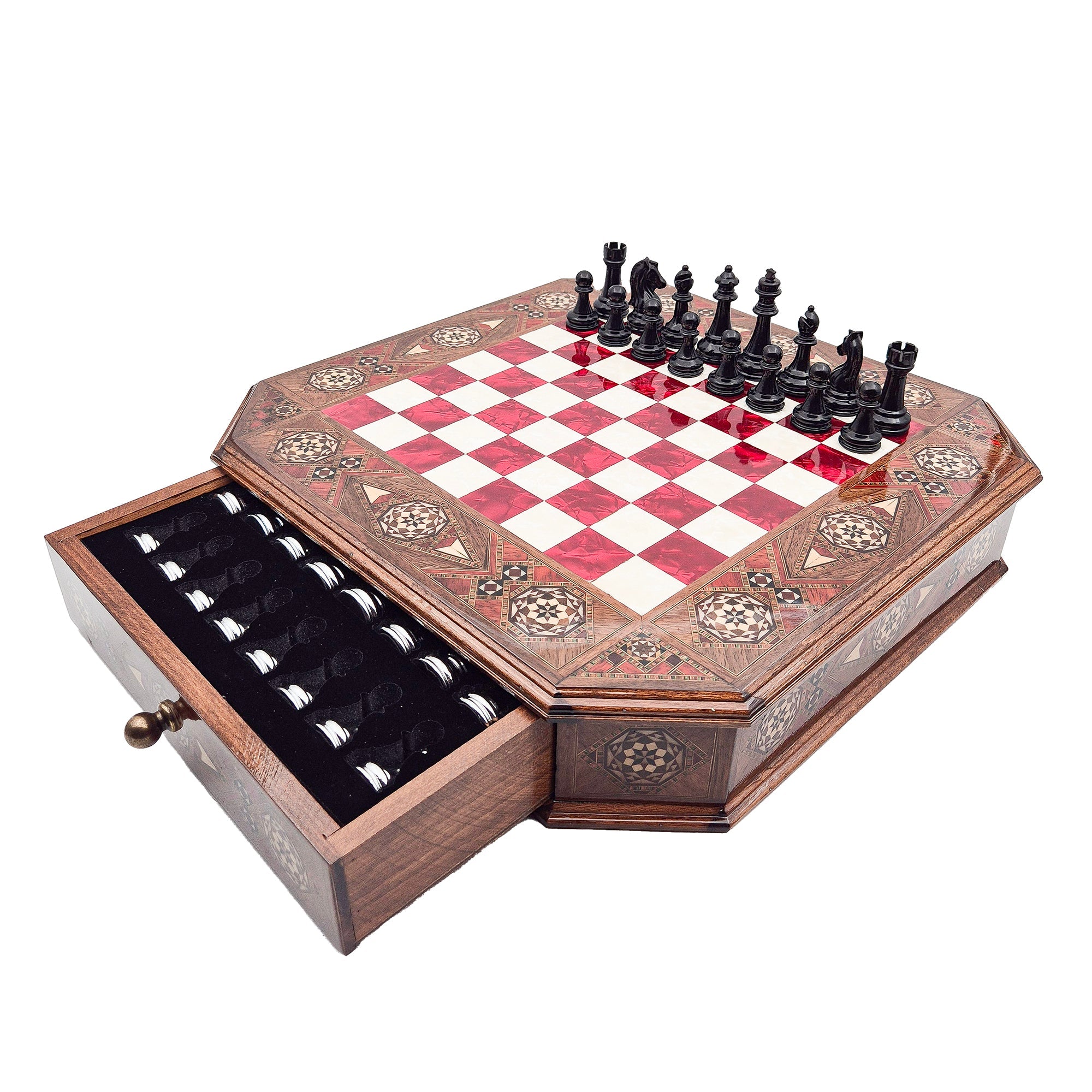 Octagon Chess Set - Walnut and Rosewood My Chess Sets
