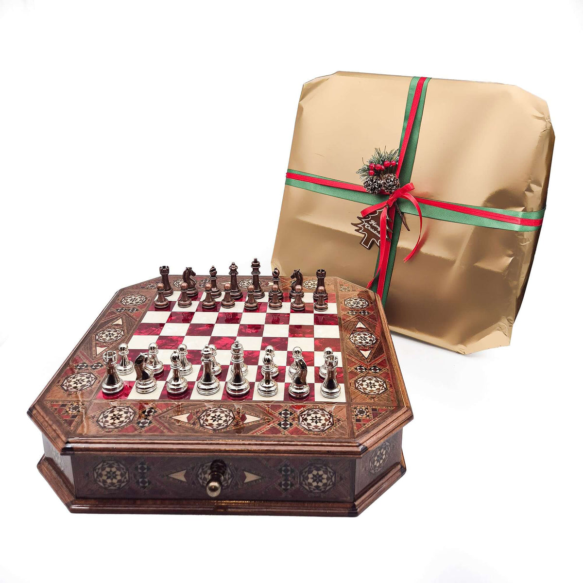 Limited Edition Luxury Octagon Chess Set - Walnut and Rosewood My Chess Sets