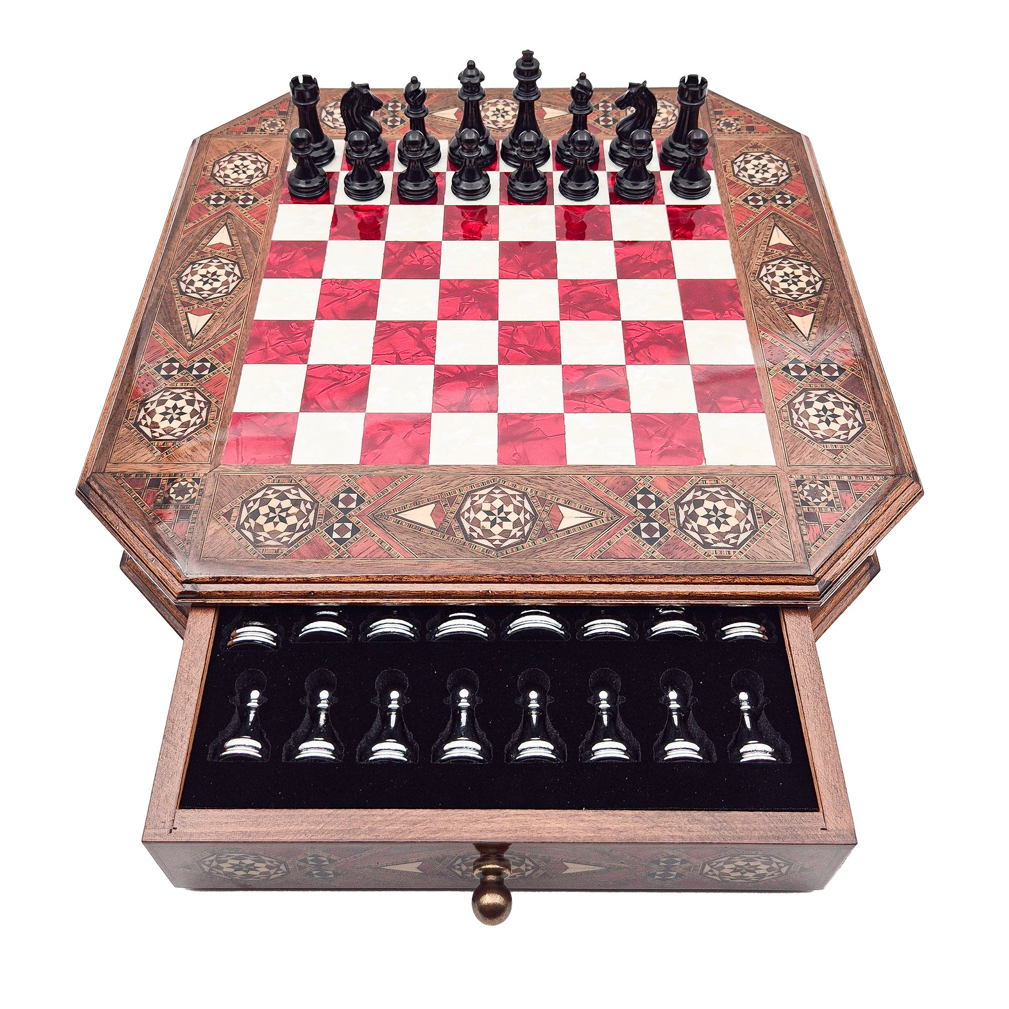 Octagon Chess Set - Walnut and Rosewood My Chess Sets
