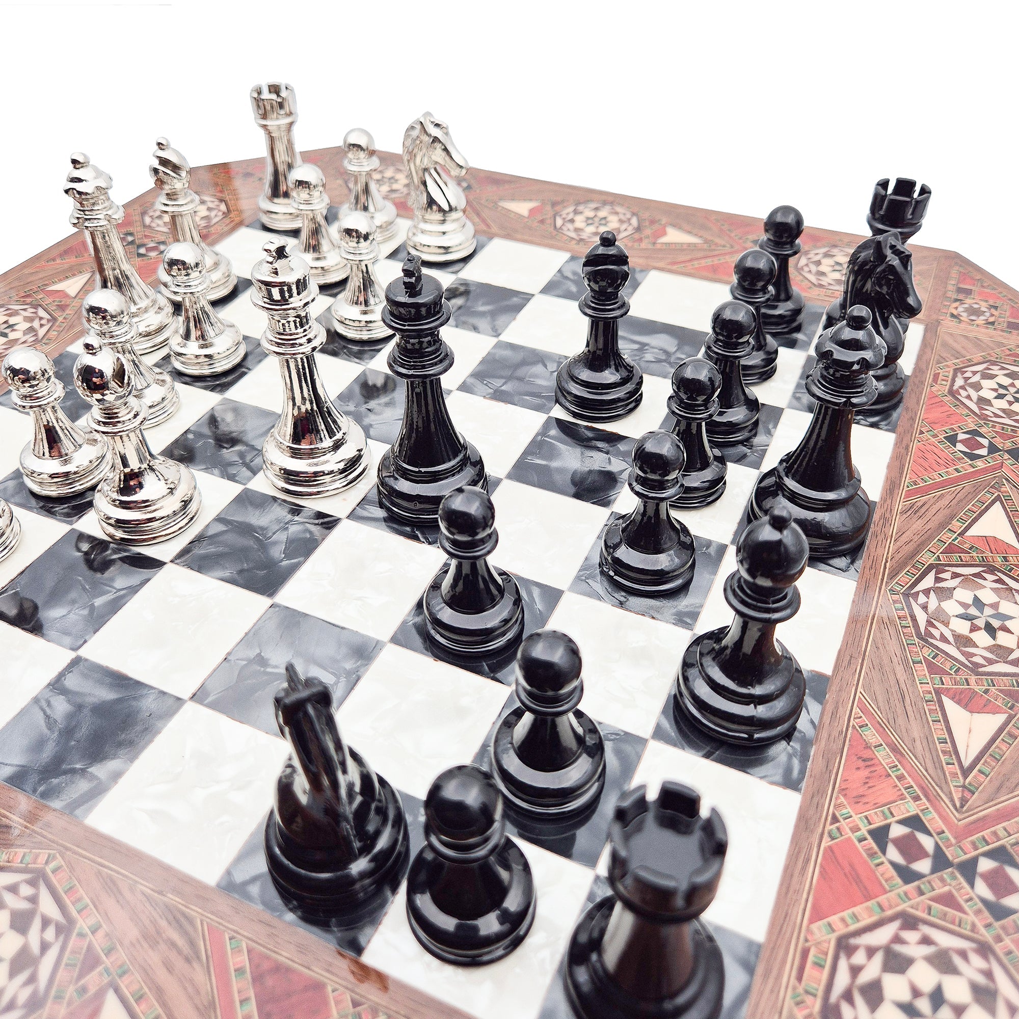 Octagon Chess Set - Walnut and Rosewood My Chess Sets