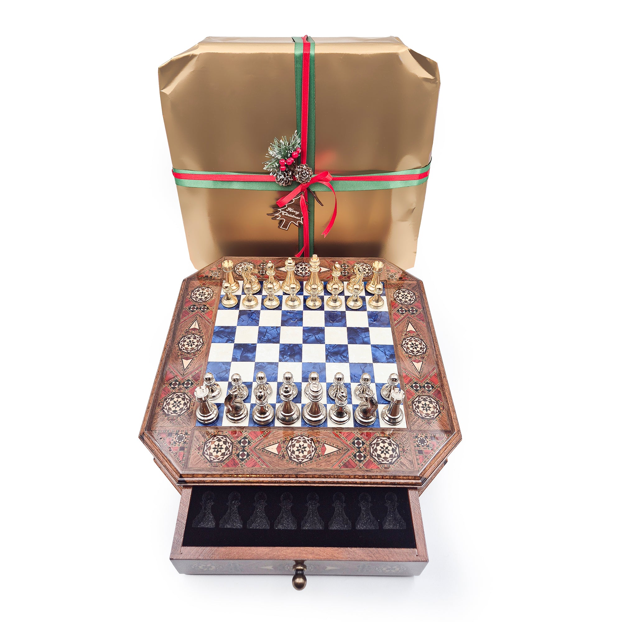 Limited Edition Luxury Octagon Chess Set - Walnut and Rosewood My Chess Sets