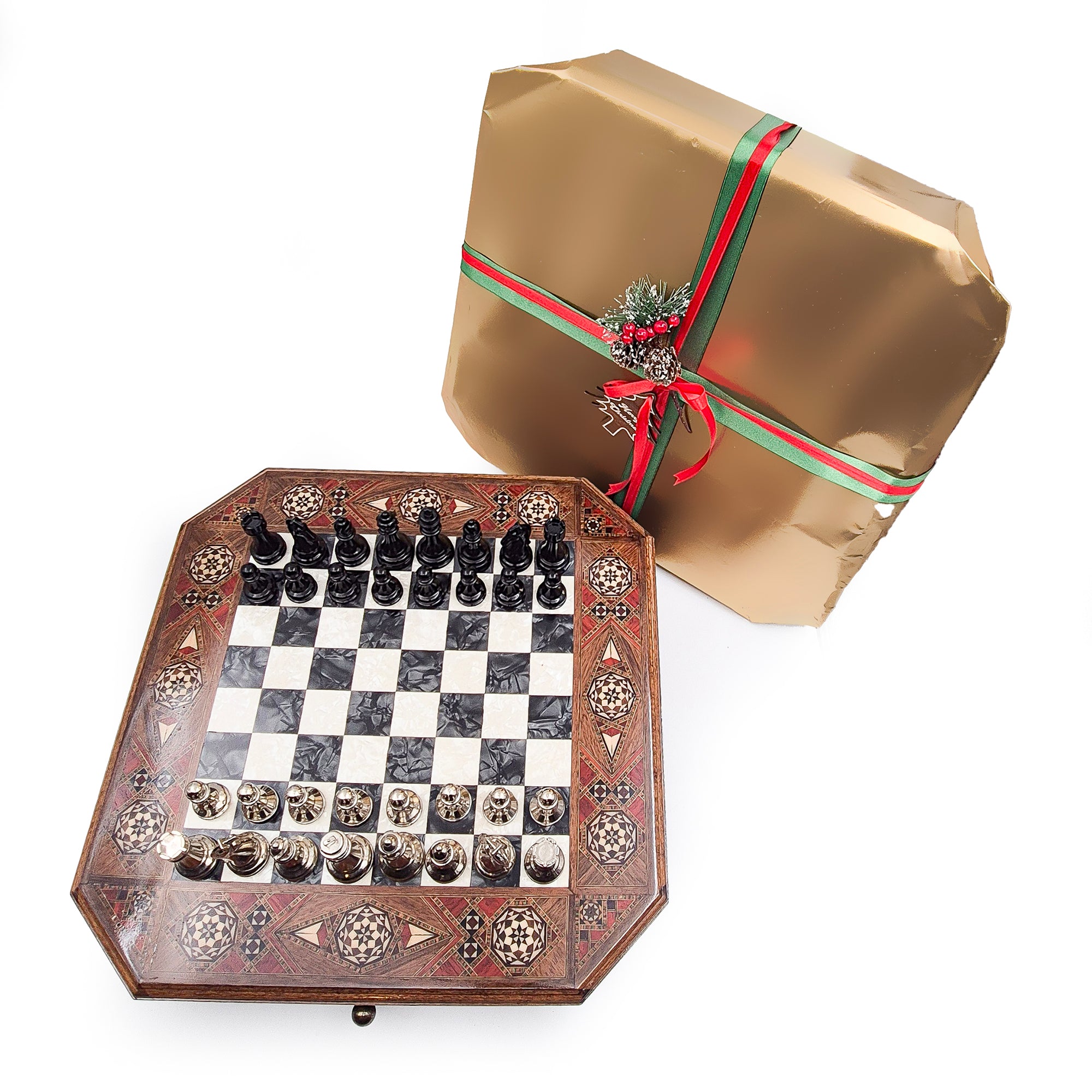 Limited Edition Luxury Octagon Chess Set - Walnut and Rosewood My Chess Sets
