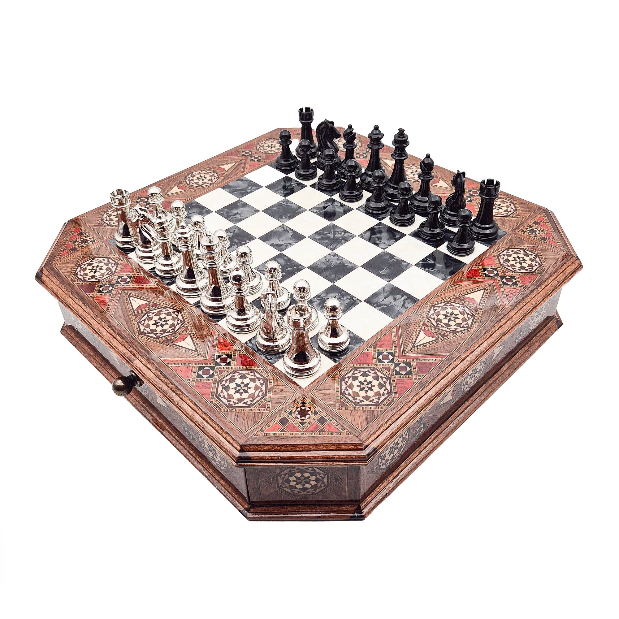 Octagon Chess Set - Walnut and Rosewood My Chess Sets