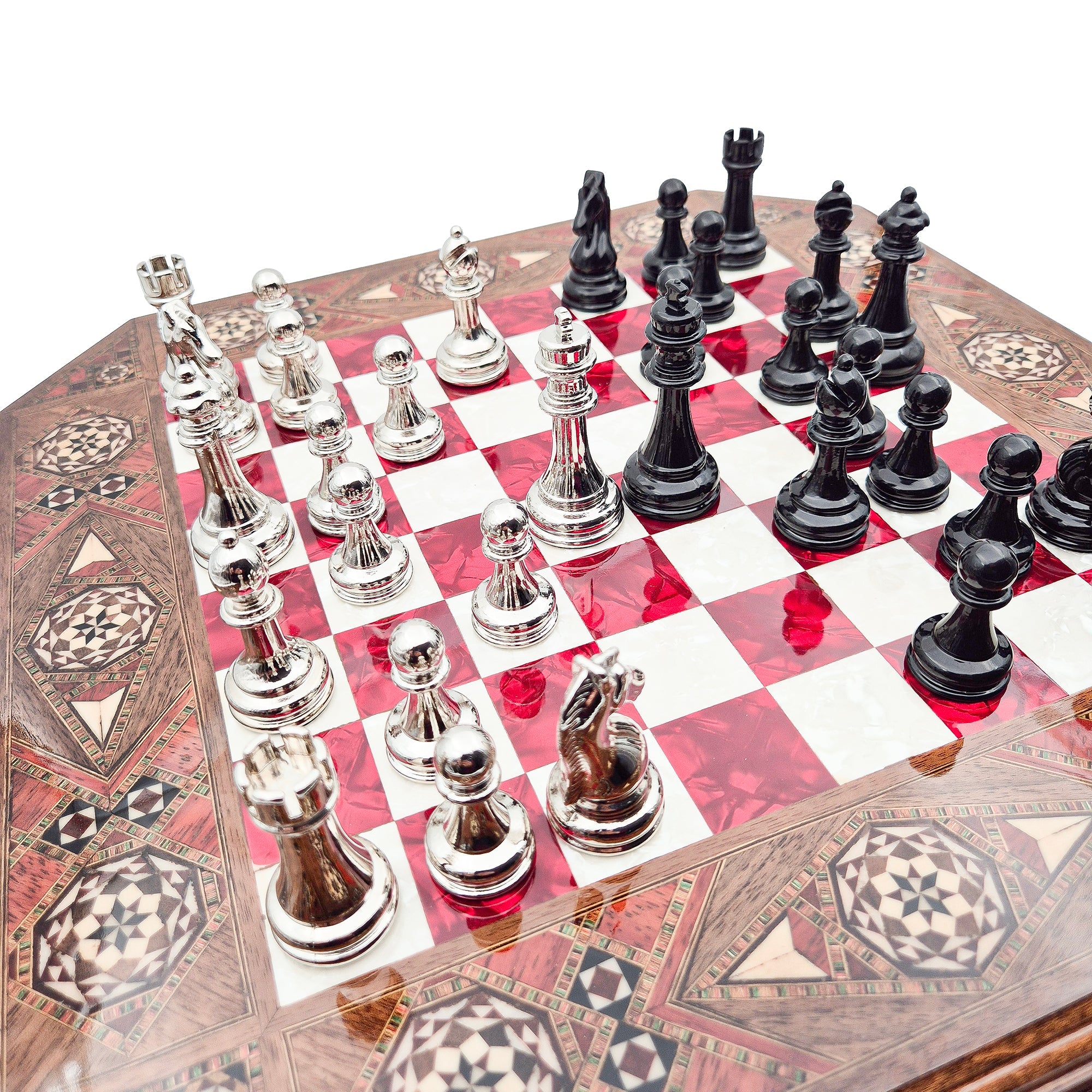 Octagon Chess Set - Walnut and Rosewood My Chess Sets