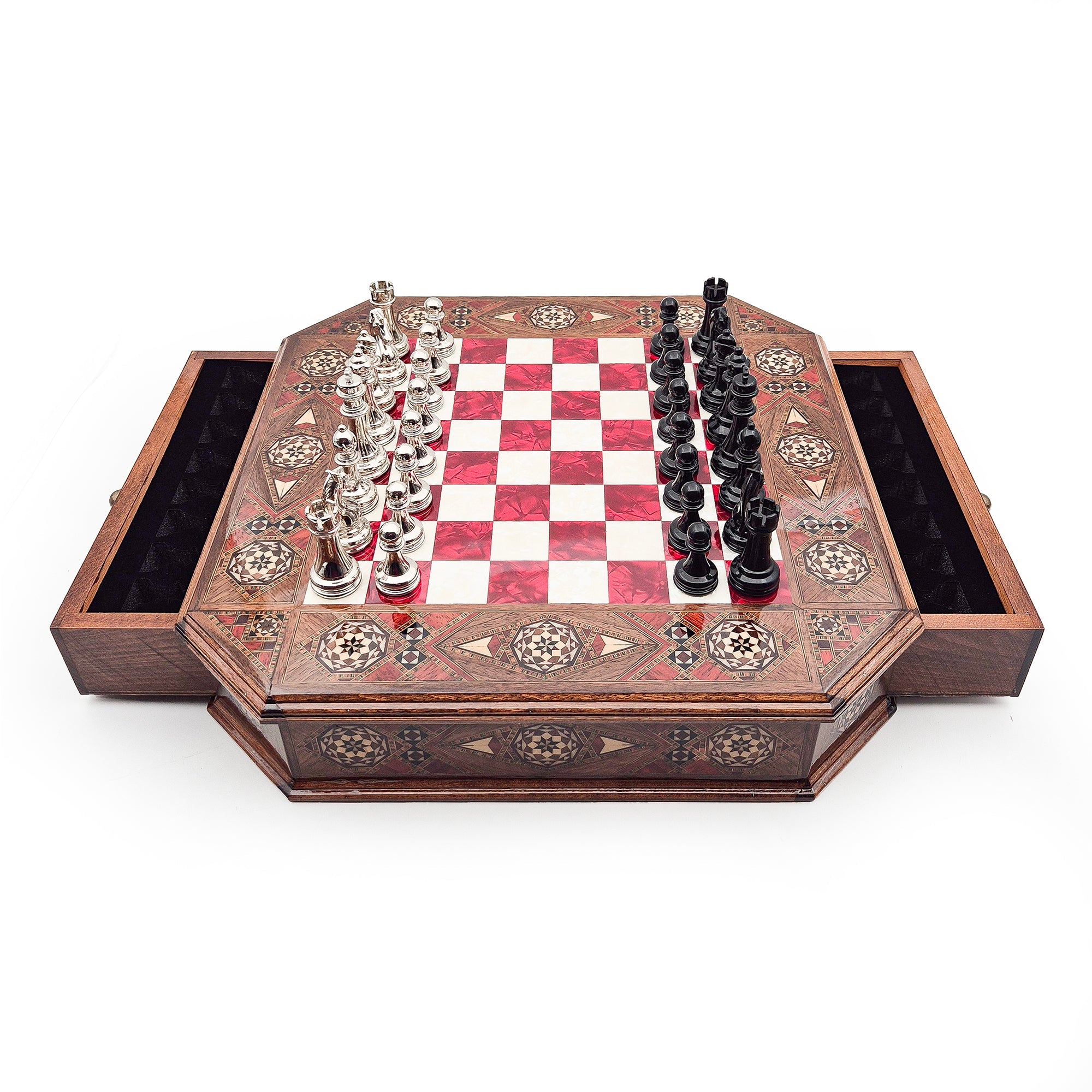 Octagon Chess Set - Walnut and Rosewood My Chess Sets