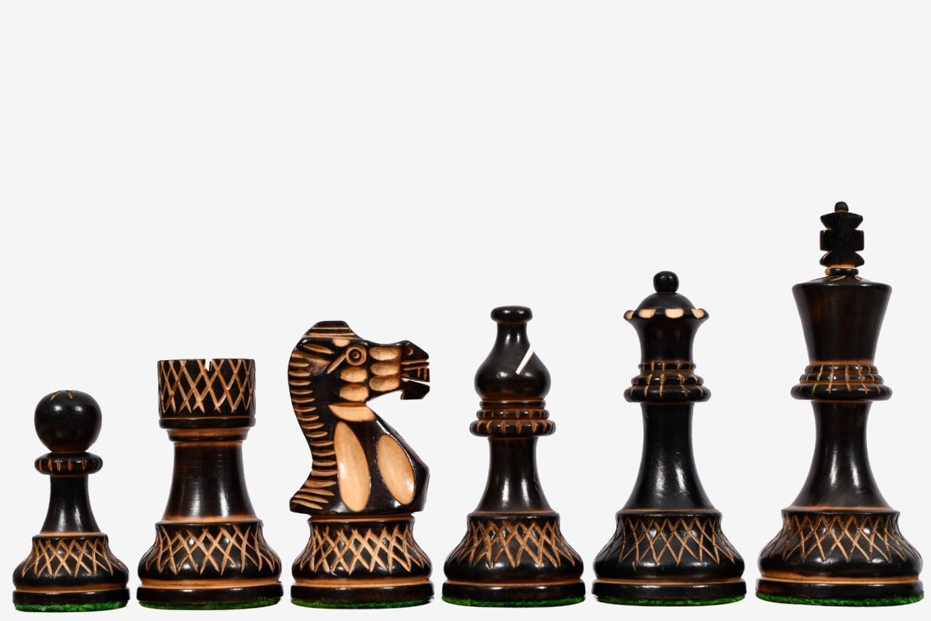 3.8” Burnt Blazed Series Staunton Chess Pieces My Chess Sets