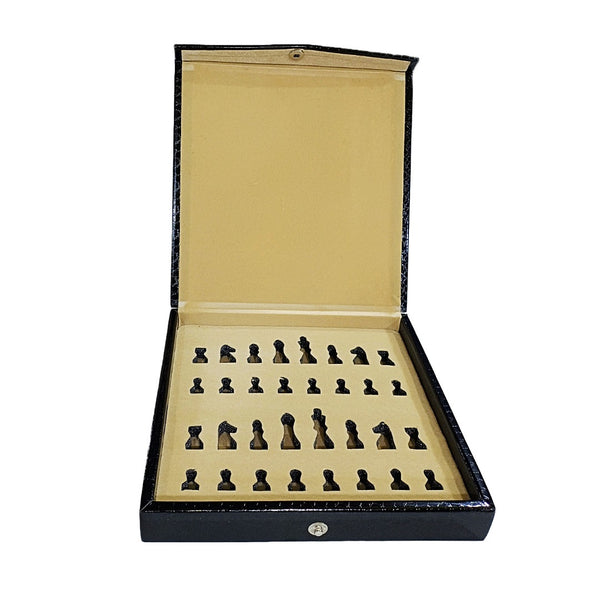 Leather Travel Chess Set With Storage Units Leather Travel Chess Set With Storage Units