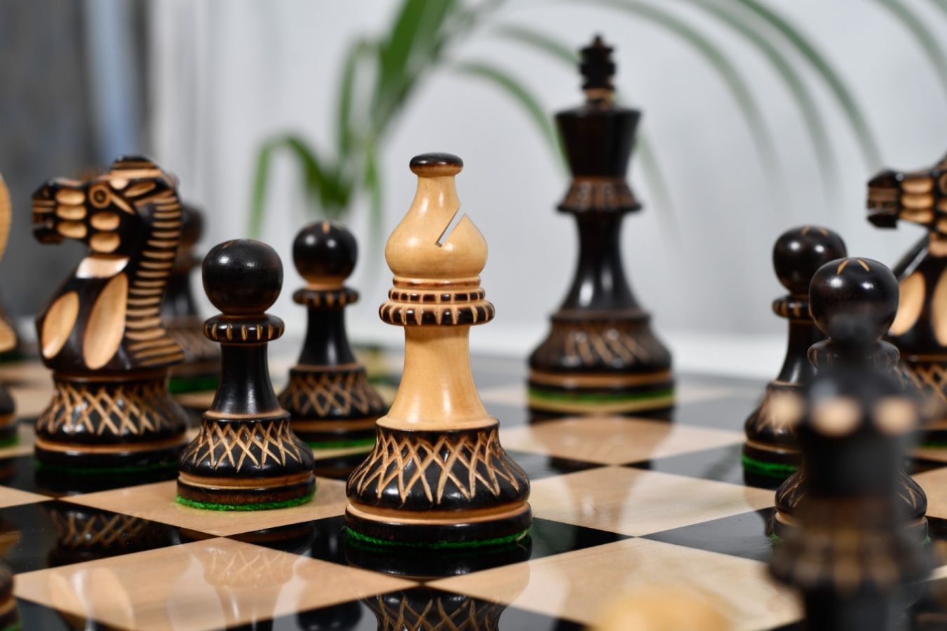 3.8” Burnt Blazed Series Staunton Chess Pieces My Chess Sets