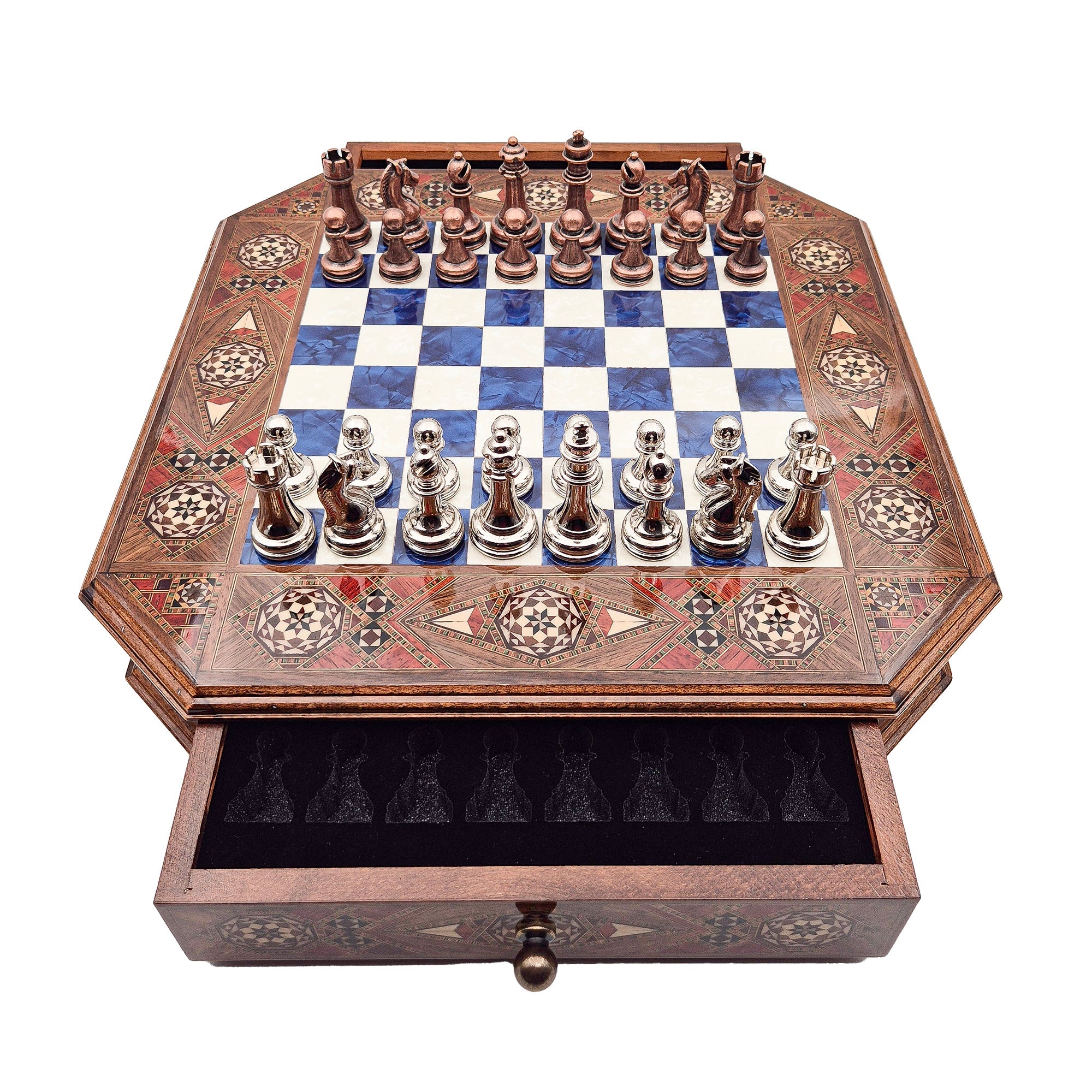 Octagon Chess Set - Walnut and Rosewood My Chess Sets