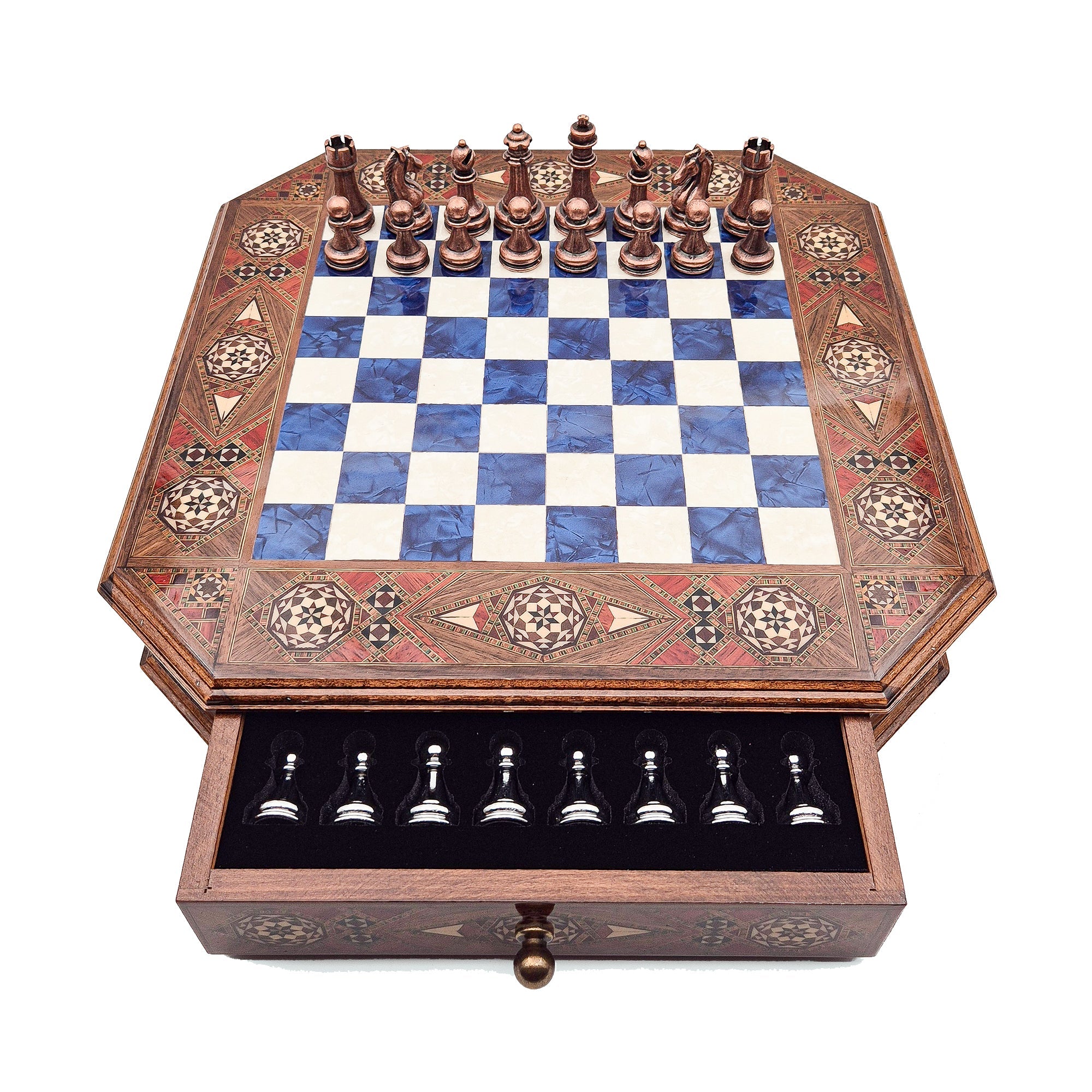 Octagon Chess Set - Walnut and Rosewood My Chess Sets