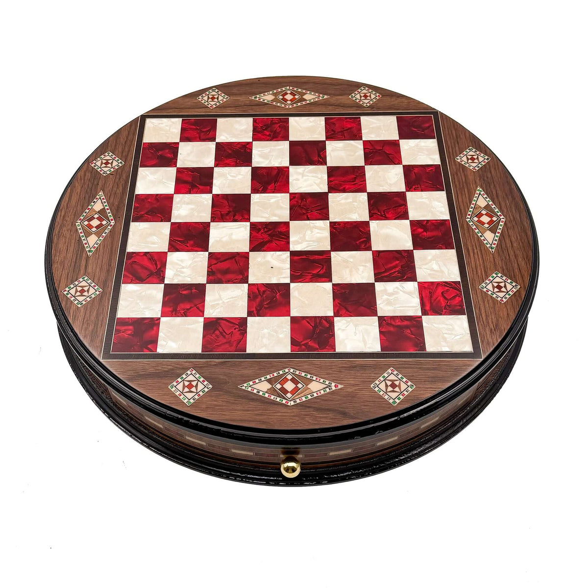 Luxury Round Rosewood & Walnut Chess Set With Metal Pieces My Chess Sets