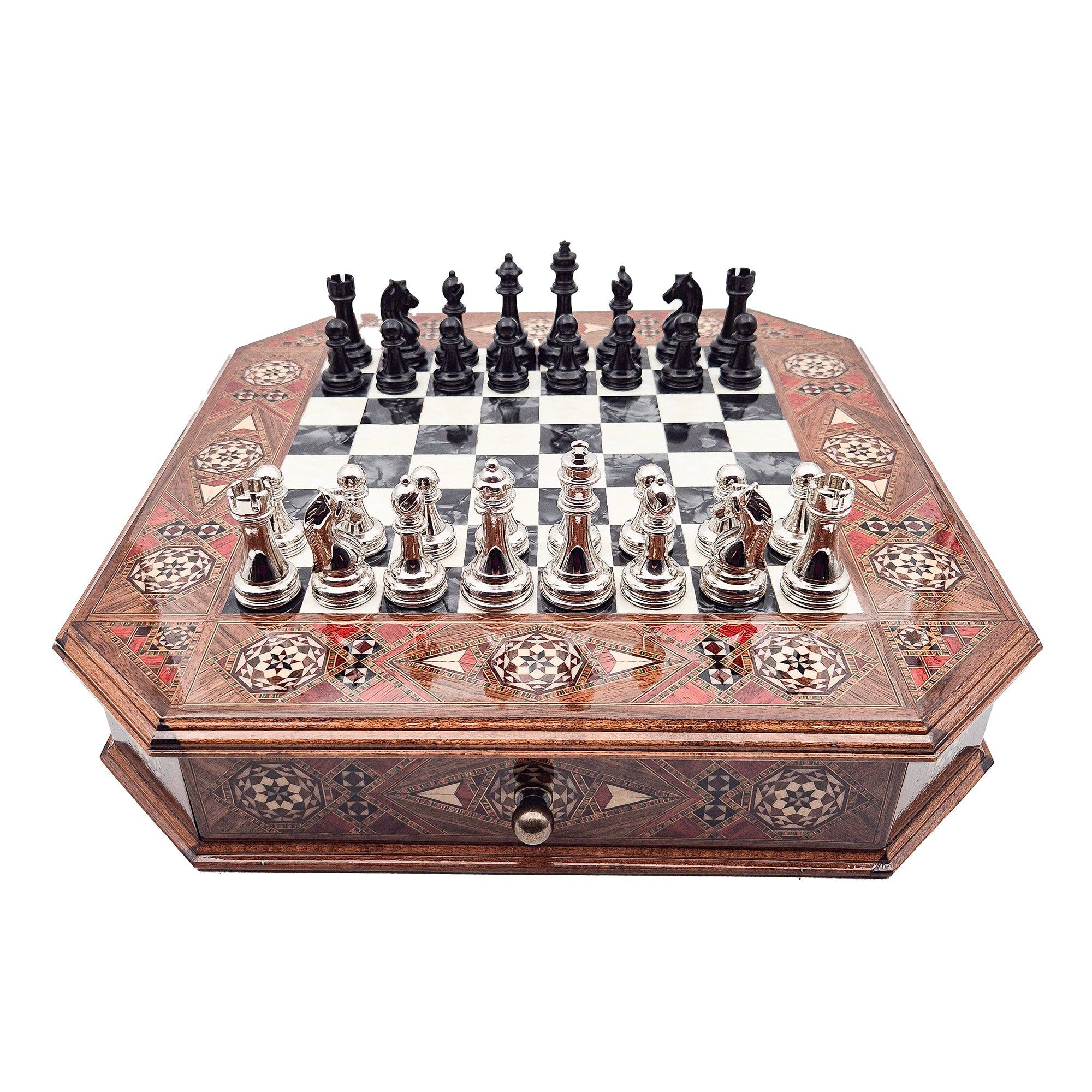 Octagon Chess Set - Walnut and Rosewood My Chess Sets
