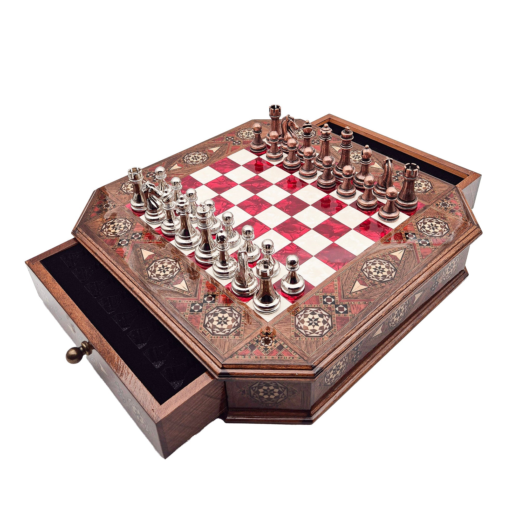 Octagon Chess Set - Walnut and Rosewood My Chess Sets