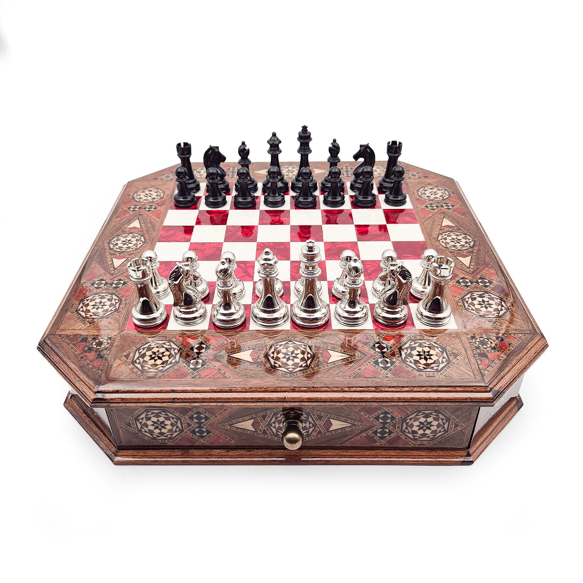 Octagon Chess Set - Walnut and Rosewood My Chess Sets