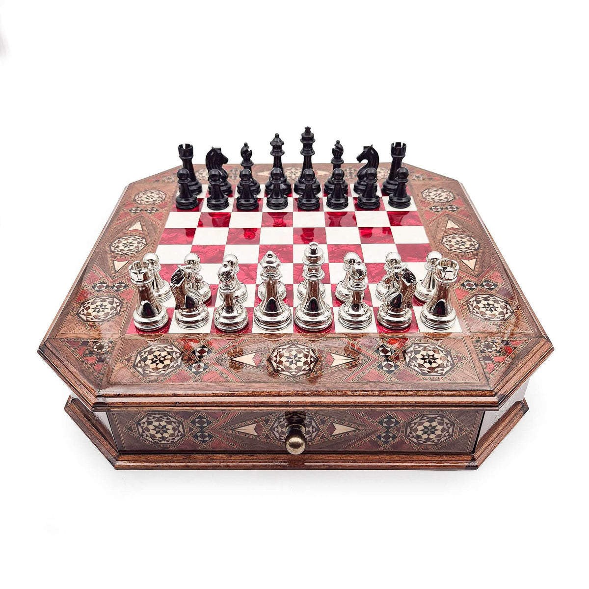 Octagon Chess Set - Walnut and Rosewood My Chess Sets