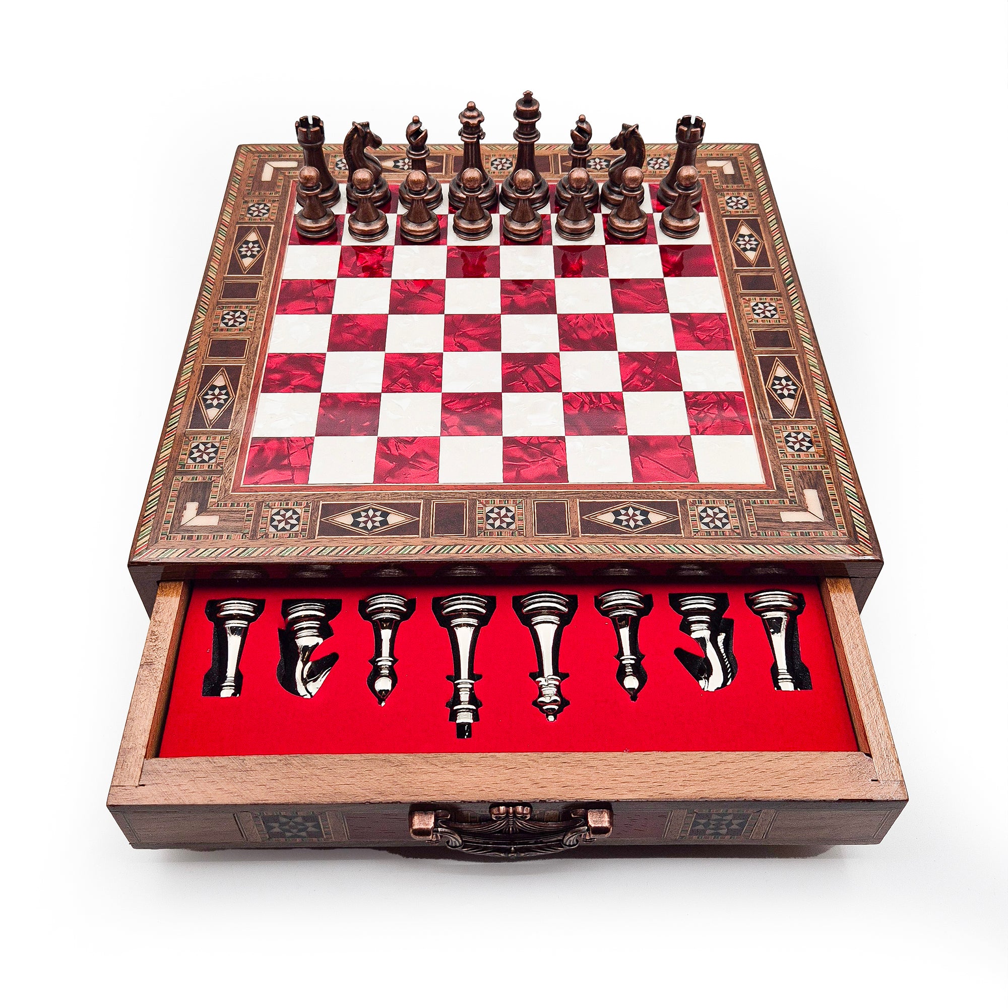 Handmade Luxury Chess Set With Velvet Storage Units My Chess Sets