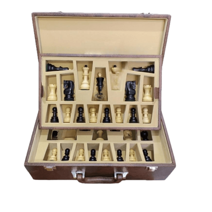 Leatherette Luxurious Chess Storage Box - Compartments Design - My Chess Sets
