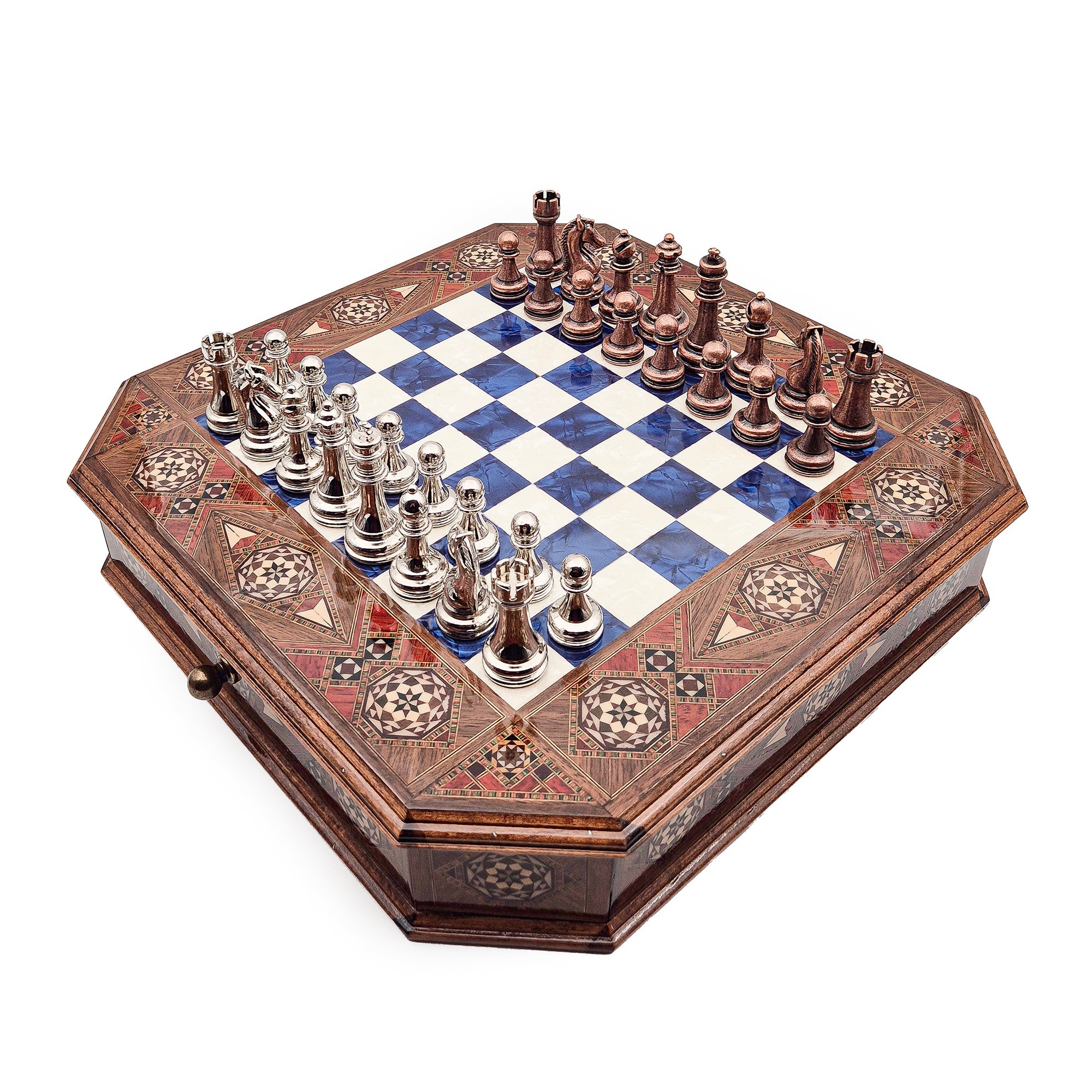 Octagon Chess Set - Walnut and Rosewood My Chess Sets