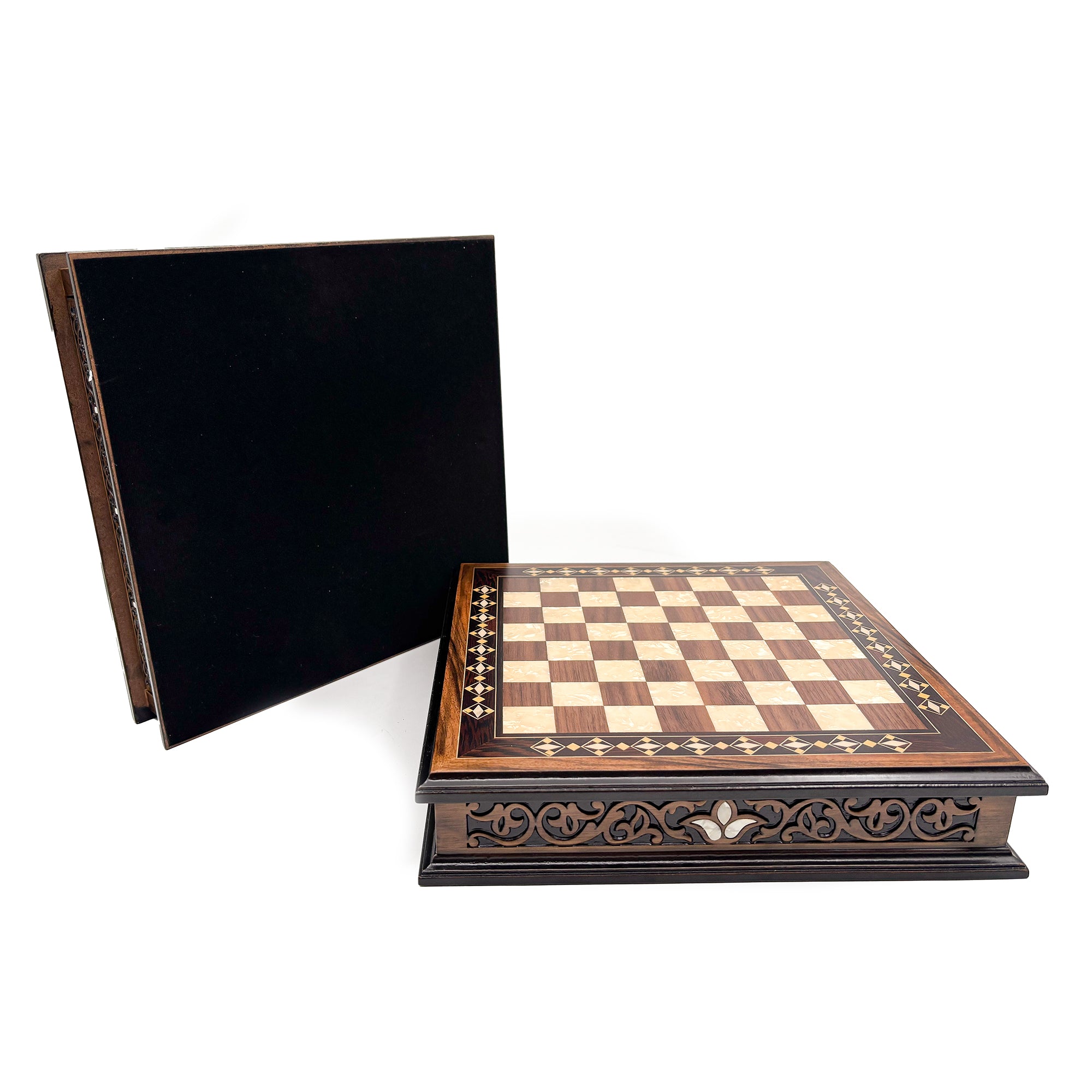 Personalized Handcrafted Wooden Chess Set with Storage Drawer - Walnut & Rosewood My Chess Sets