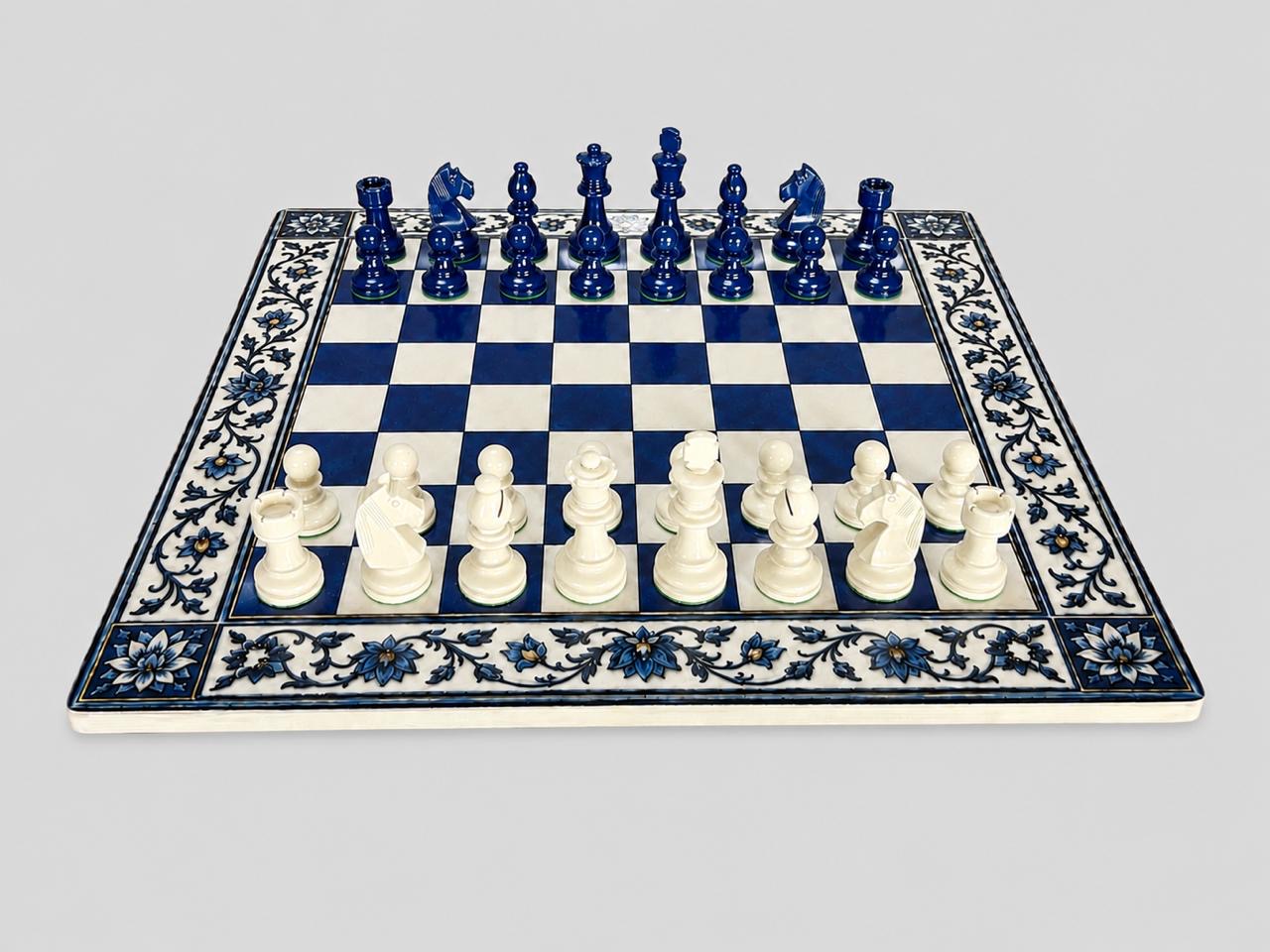 Royal Blue Pottery Chess Set My Chess Sets