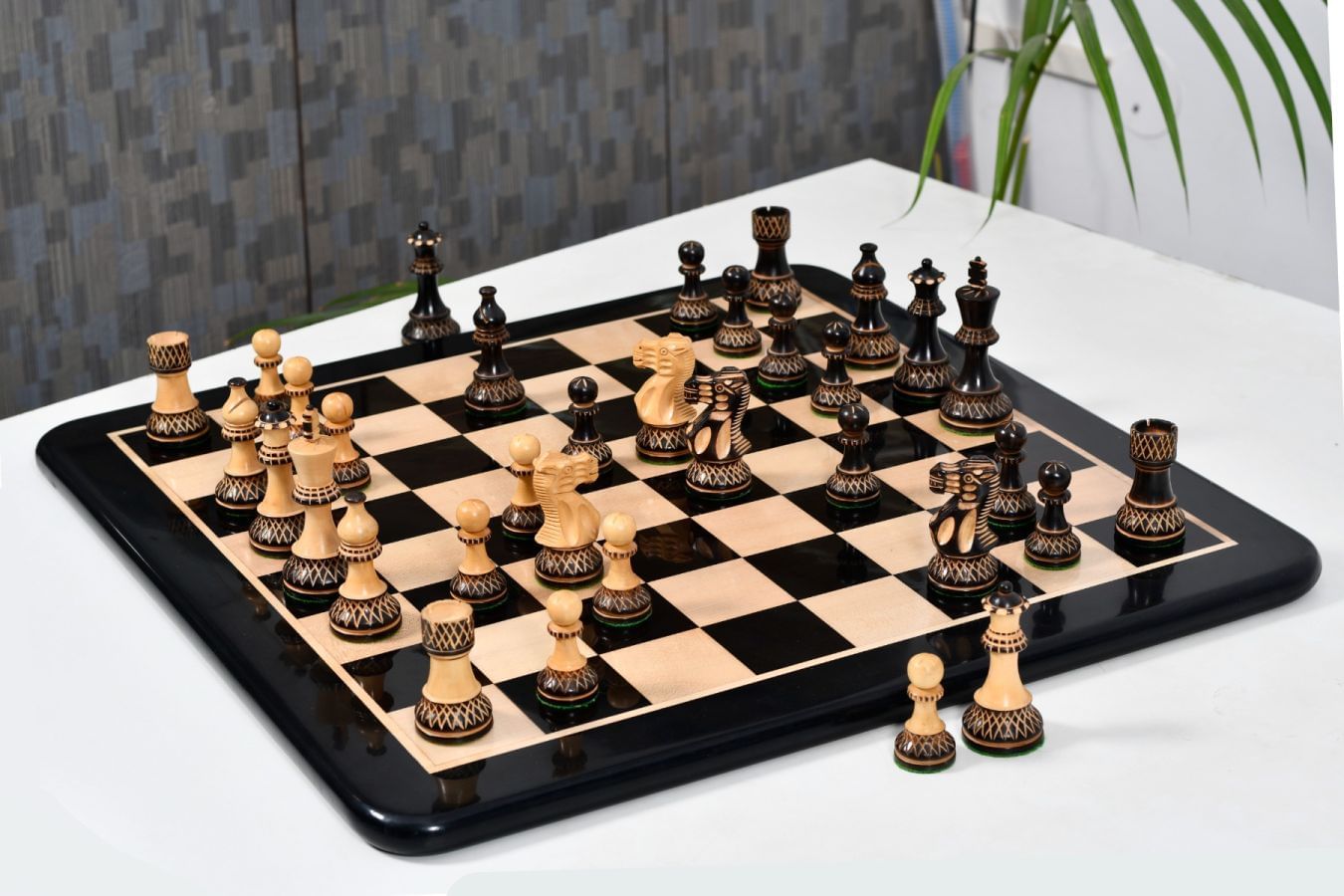 3.8” Burnt Blazed Series Staunton Chess Pieces My Chess Sets