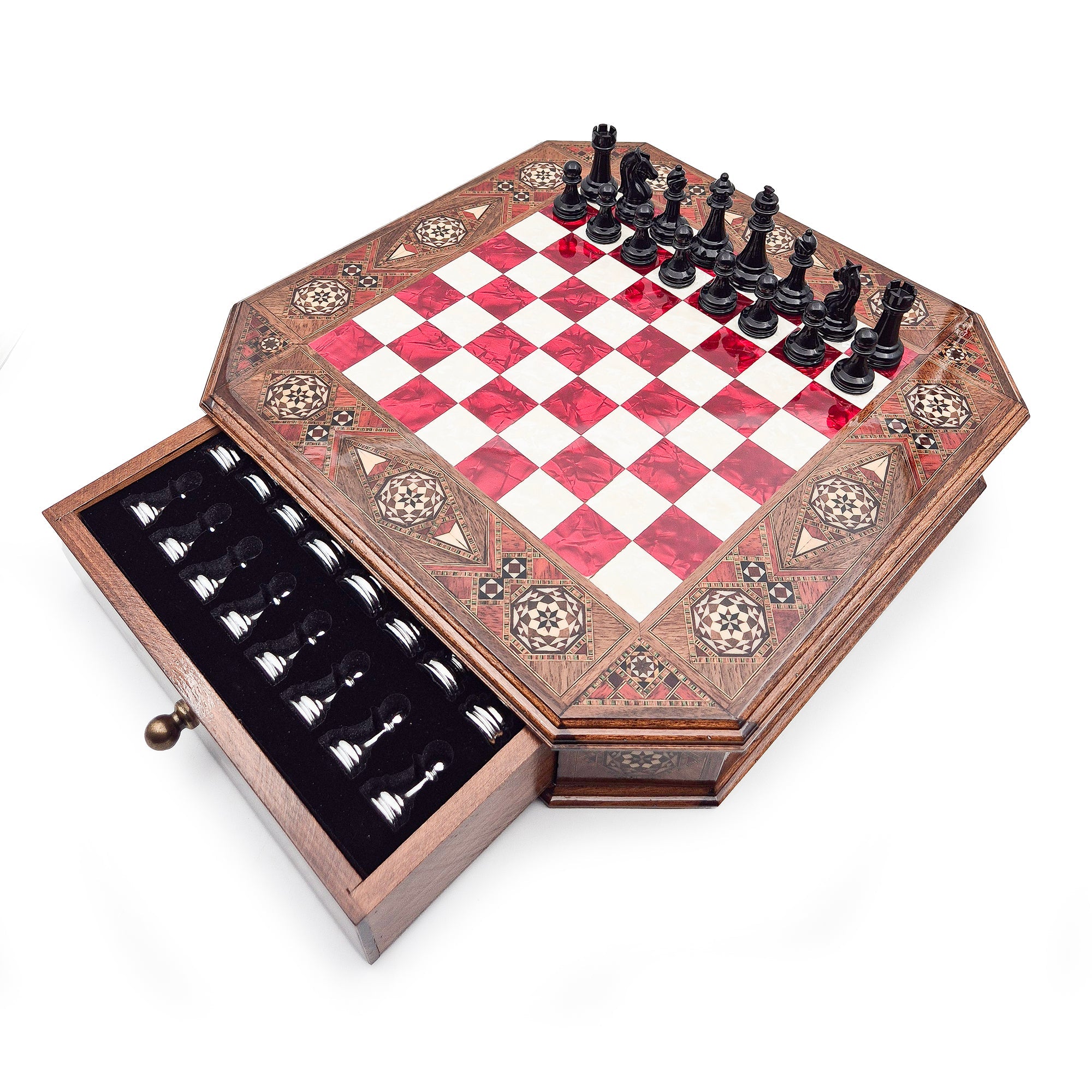 Octagon Chess Set - Walnut and Rosewood My Chess Sets