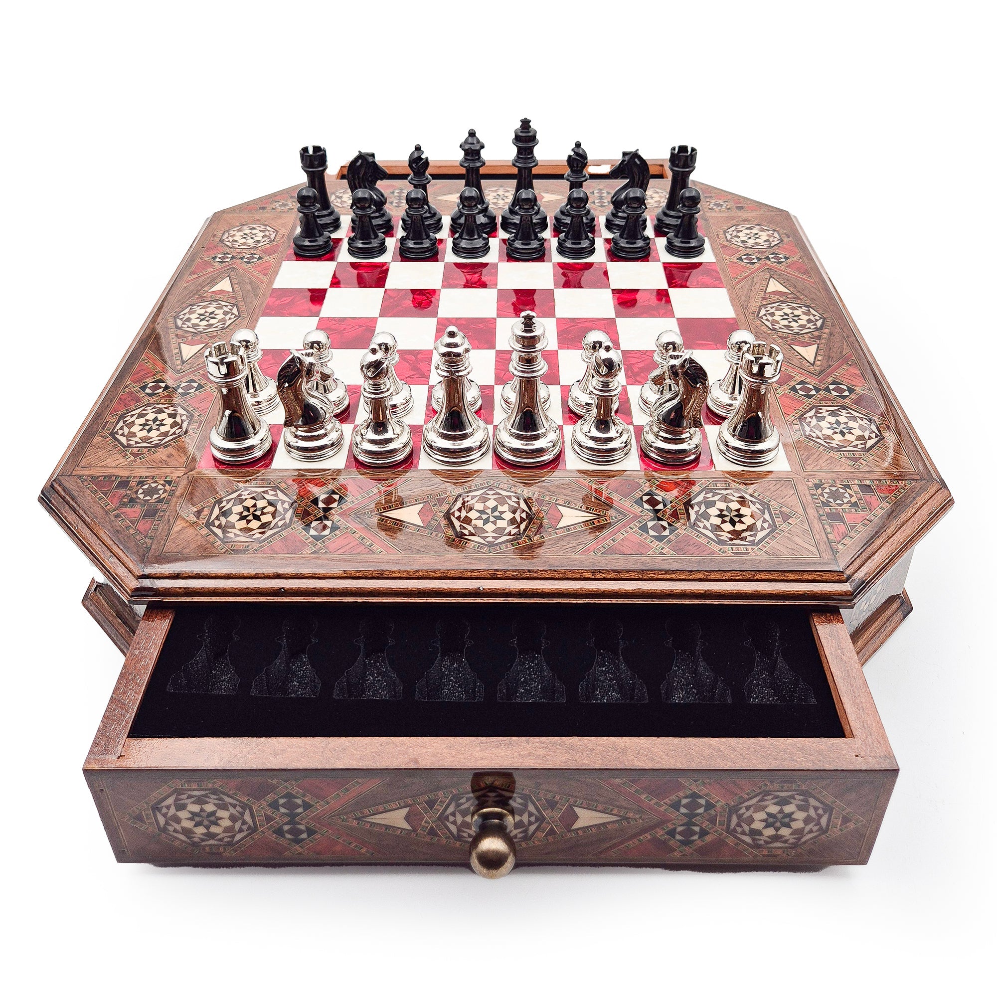 Octagon Chess Set - Walnut and Rosewood My Chess Sets