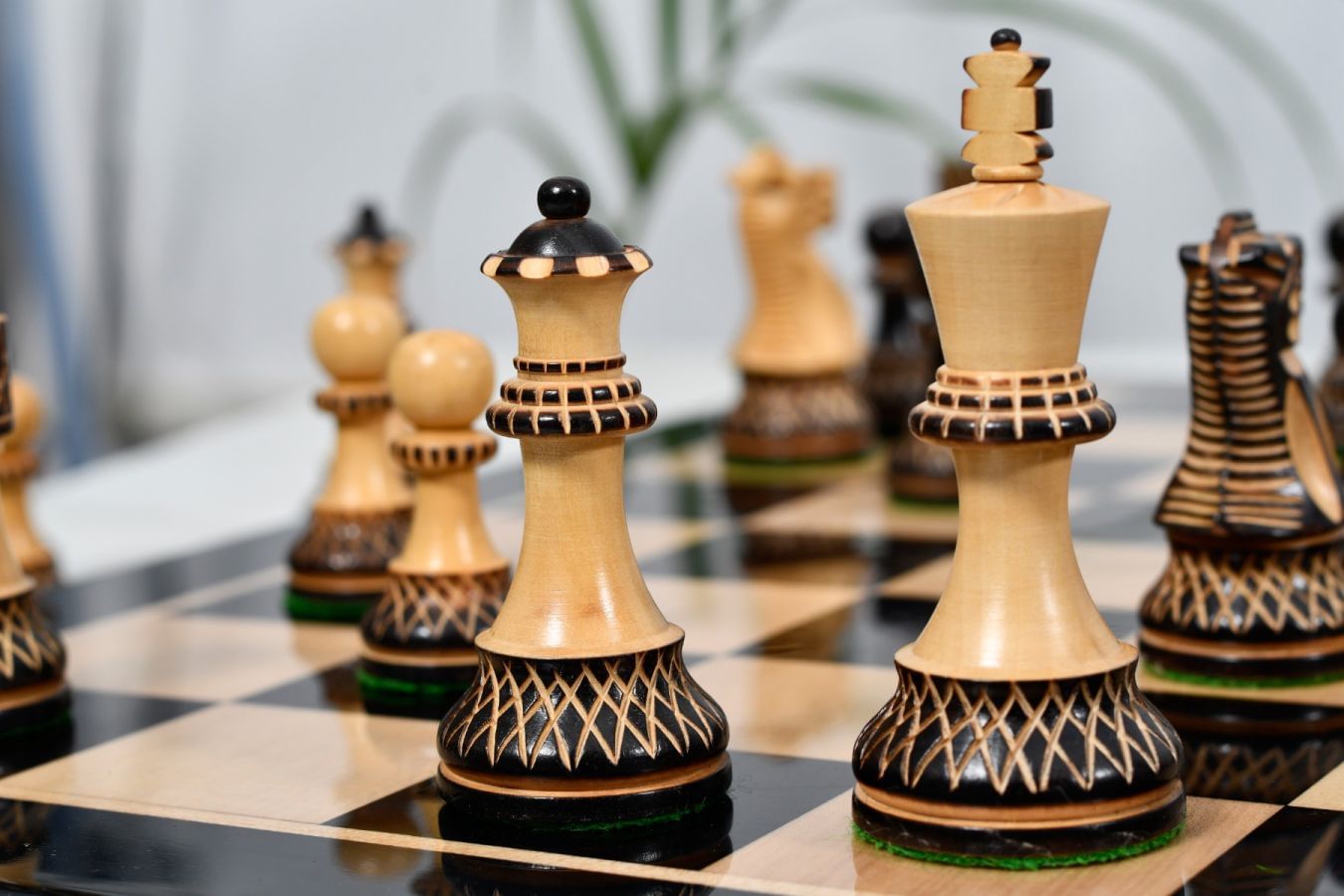 3.8” Burnt Blazed Series Staunton Chess Pieces My Chess Sets