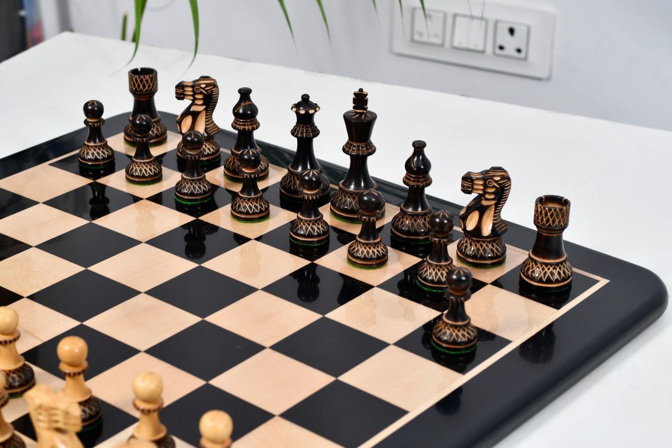 3.8” Burnt Blazed Series Staunton Chess Pieces My Chess Sets