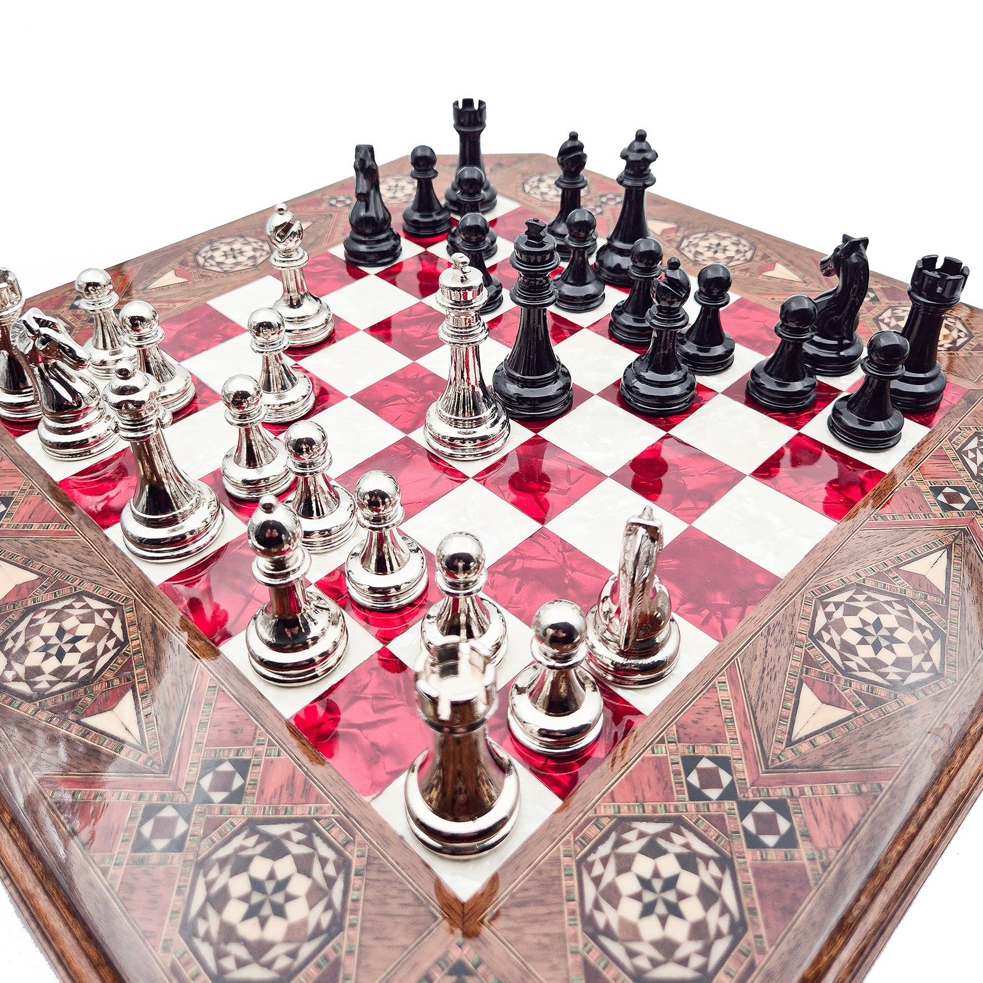 Octagon Chess Set - Walnut and Rosewood My Chess Sets
