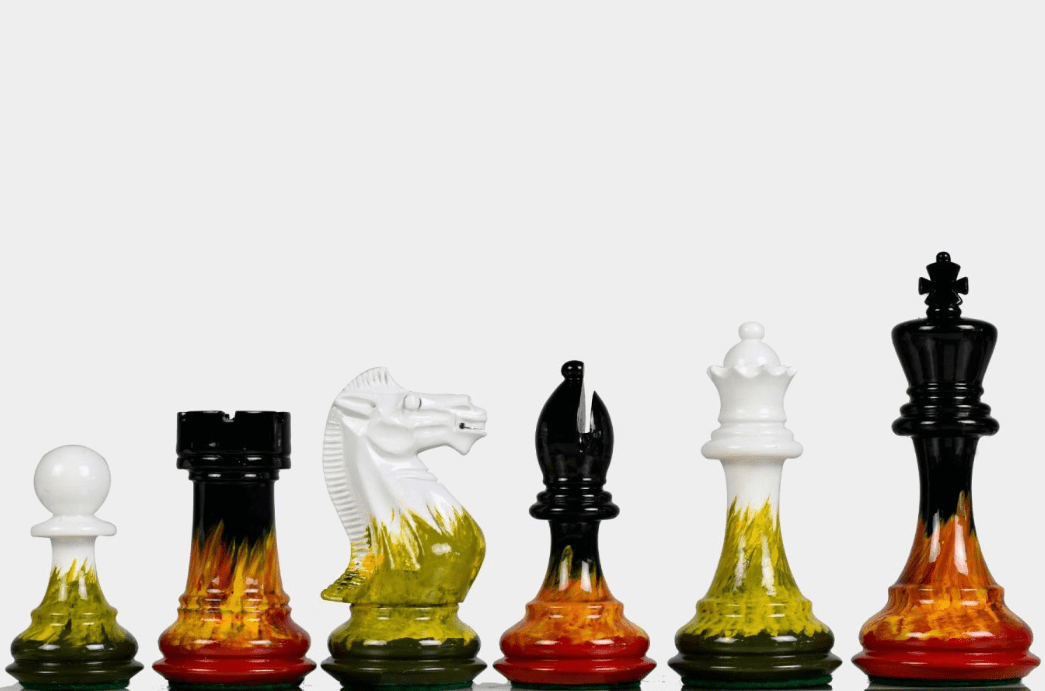 Flame & Frost Hand-Painted Luxury Wooden Chess Set