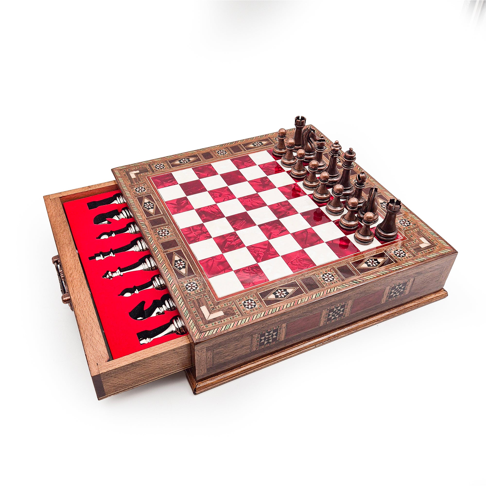 Handmade Luxury Chess Set With Velvet Storage Units My Chess Sets