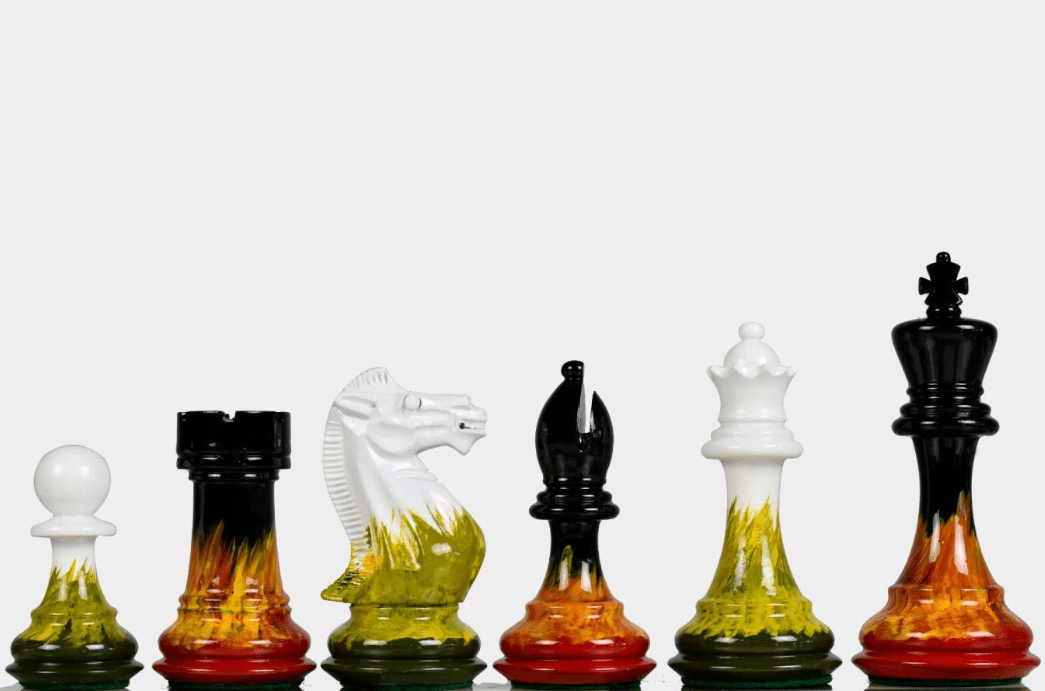 Flame & Frost Hand Painted Staunton Weighted Wooden Chess Pieces – 4.37″ King My Chess Sets