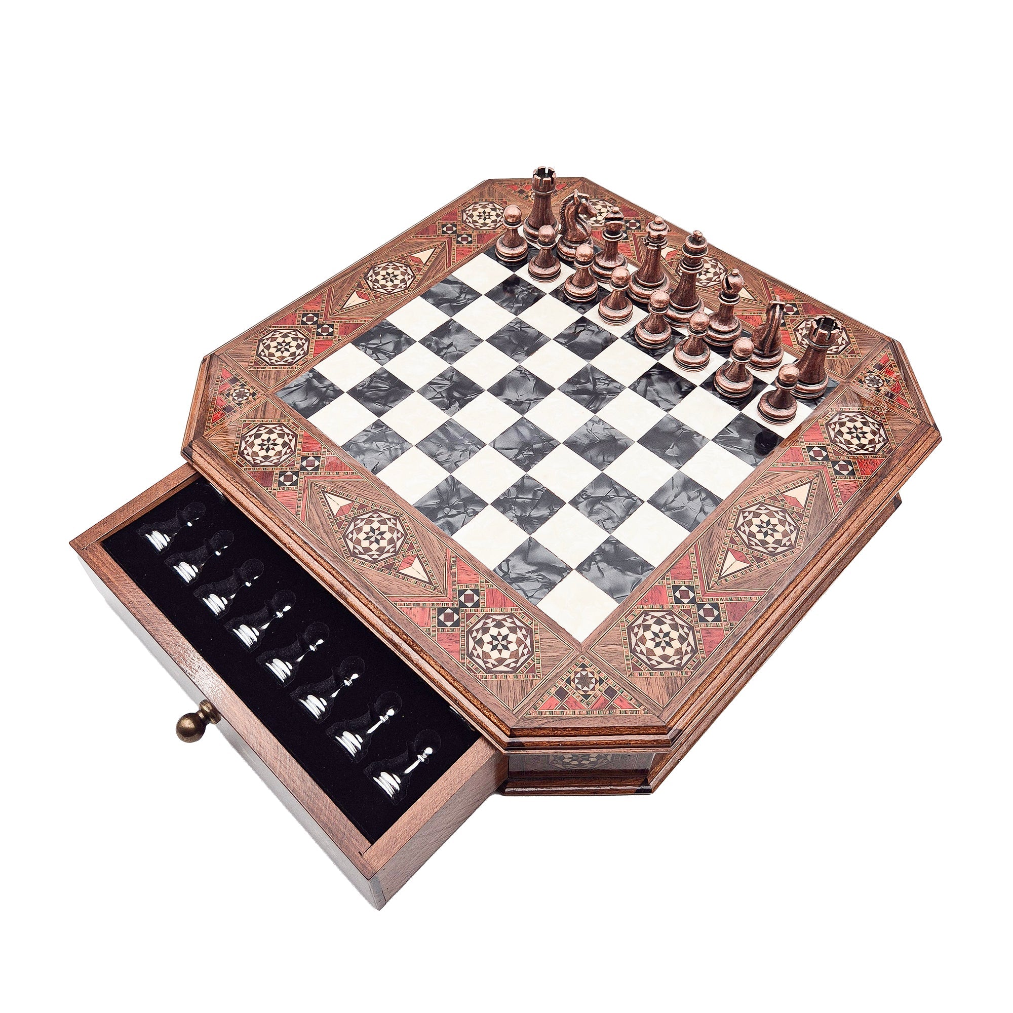 Octagon Chess Set - Walnut and Rosewood My Chess Sets