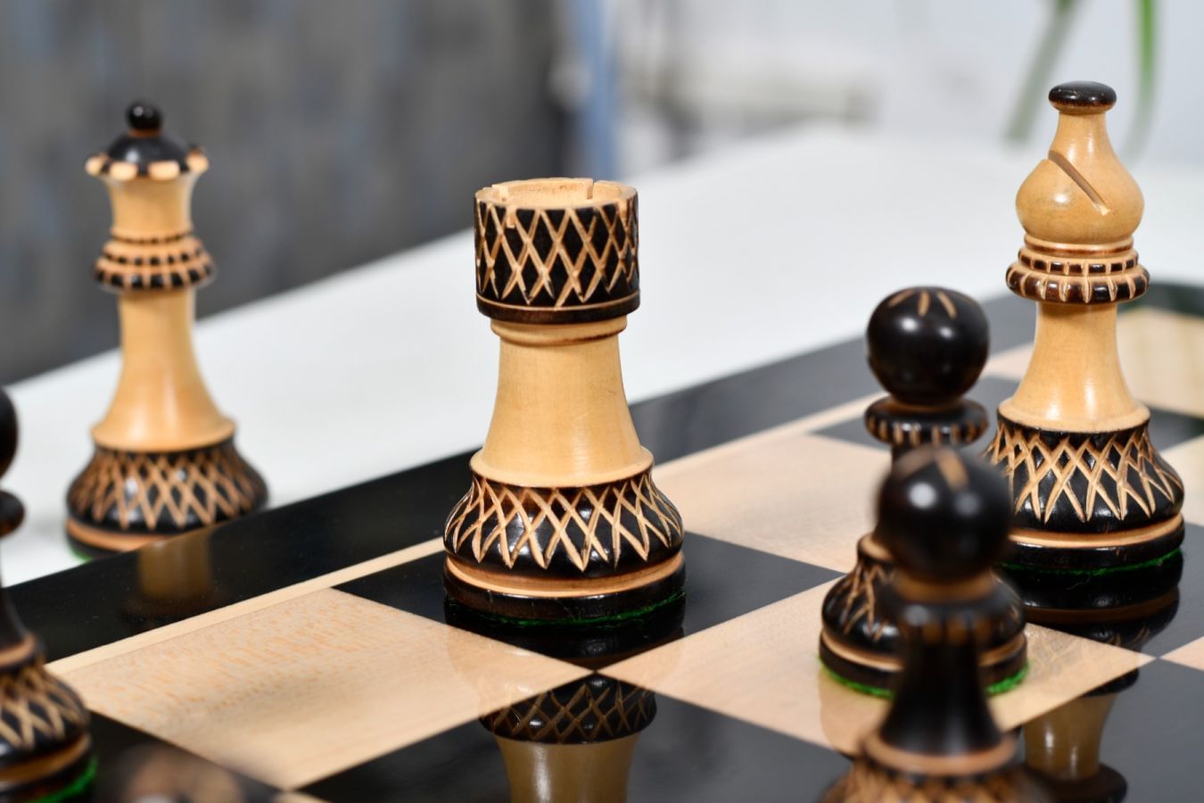 3.8” Burnt Blazed Series Staunton Chess Pieces My Chess Sets