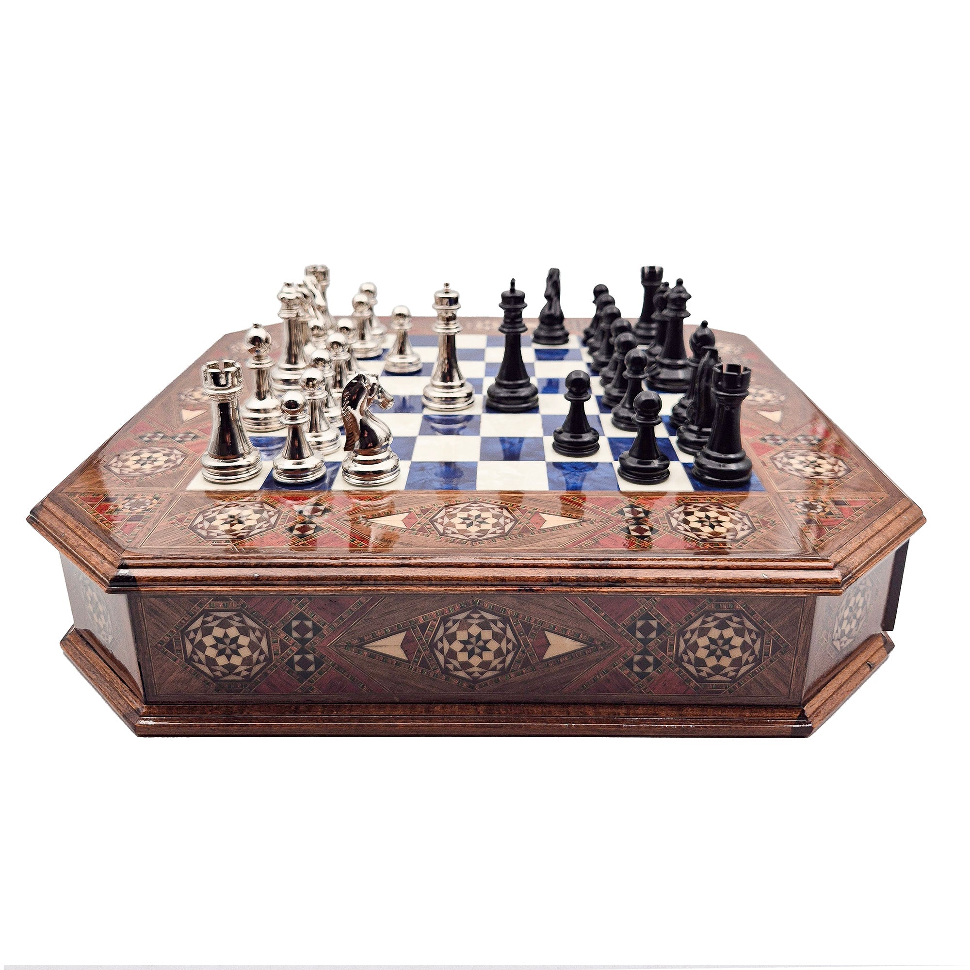 Octagon Chess Set - Walnut and Rosewood My Chess Sets